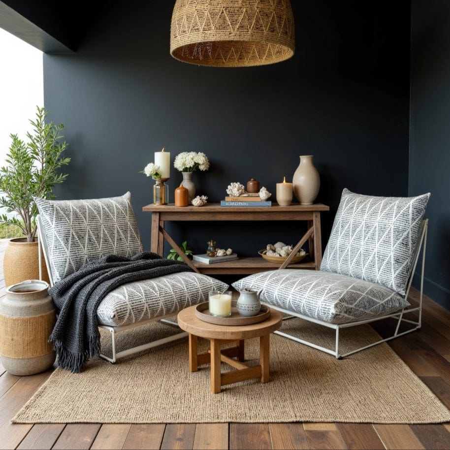 Rockin Cushions IKEA Outdoor Slipcovers 1 pillow and 1 seat cover Grey Boho Outdoor Slipcovers, Compatible with IKEA Havsten - Made to Order