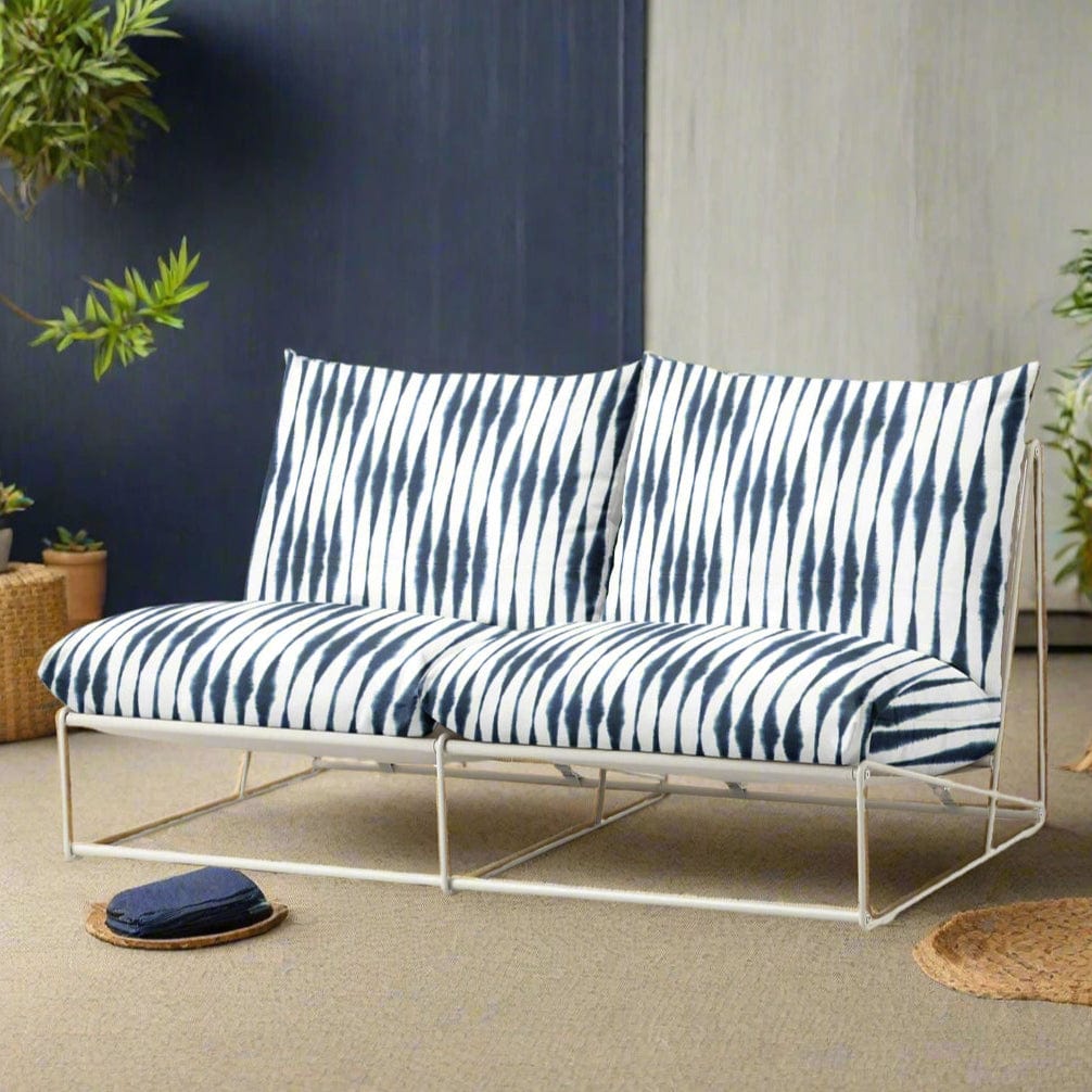Rockin Cushions IKEA Outdoor Slipcovers 1 pillow and 1 seat cover Indigo Shibori Stripe Outdoor Slipcovers, Compatible with IKEA Havsten - Made to Order