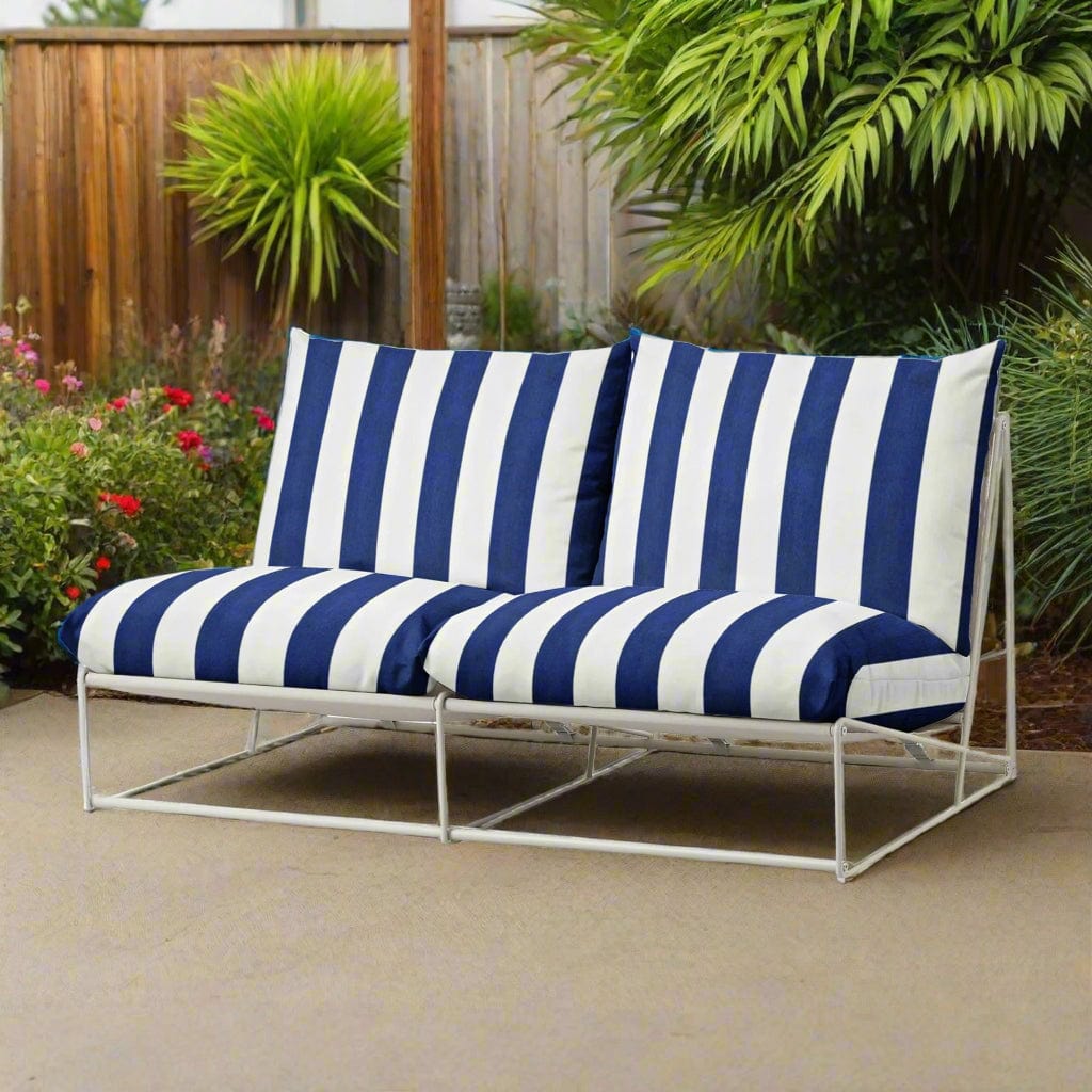 Rockin Cushions IKEA Outdoor Slipcovers 1 pillow and 1 seat cover Navy Blue Stripe Outdoor Slipcovers, Compatible with IKEA Havsten - Made to Order