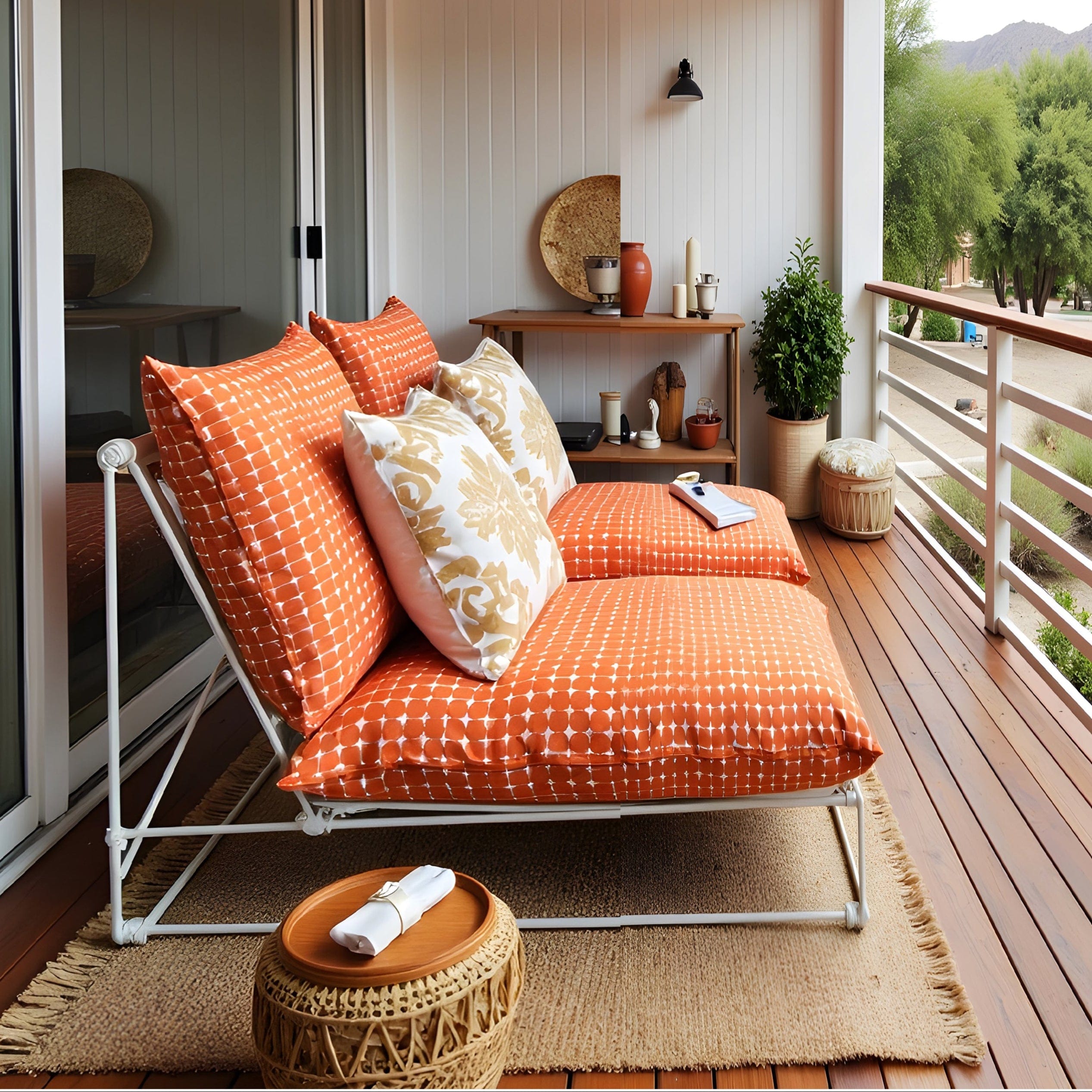 Rockin Cushions IKEA Outdoor Slipcovers 1 pillow and 1 seat cover Orange Neptune Outdoor Slipcovers, Compatible with IKEA Havsten - Made to Order