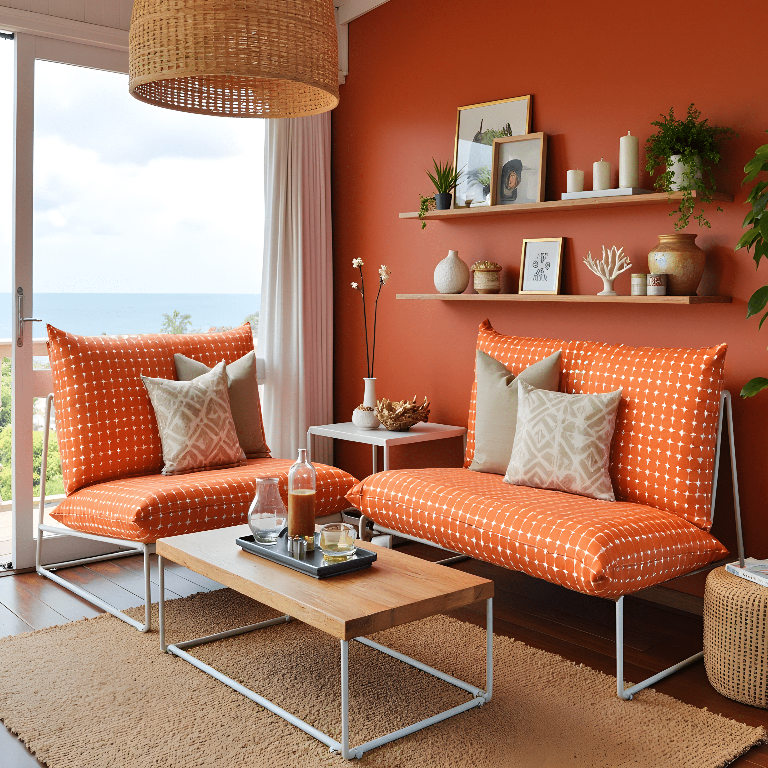 Rockin Cushions IKEA Outdoor Slipcovers 1 pillow and 1 seat cover Orange Neptune Outdoor Slipcovers, Compatible with IKEA Havsten - Made to Order