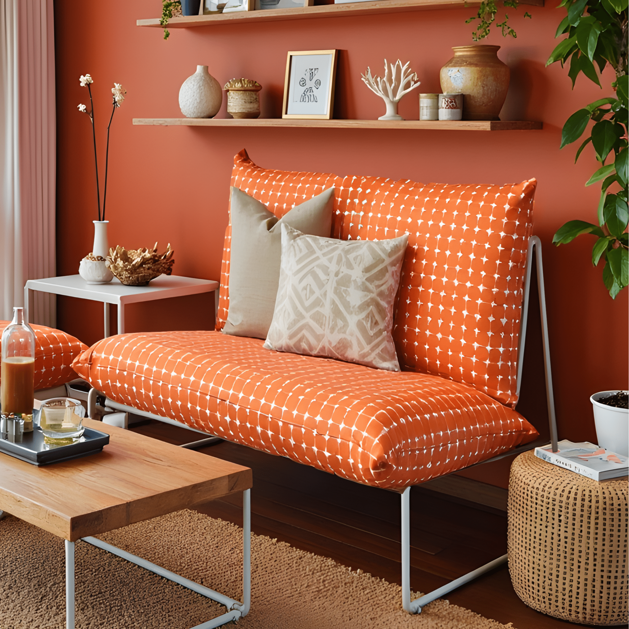 Rockin Cushions IKEA Outdoor Slipcovers 1 pillow and 1 seat cover Orange Neptune Outdoor Slipcovers, Compatible with IKEA Havsten - Made to Order