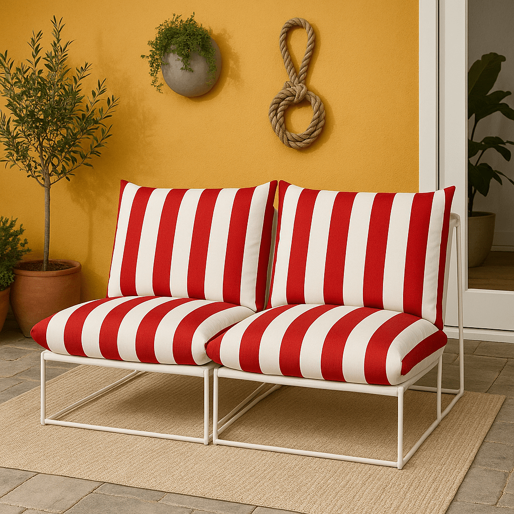 Rockin Cushions IKEA Outdoor Slipcovers 1 pillow and 1 seat cover Red Stripe Outdoor Slipcovers, Compatible with IKEA Havsten - Made to Order