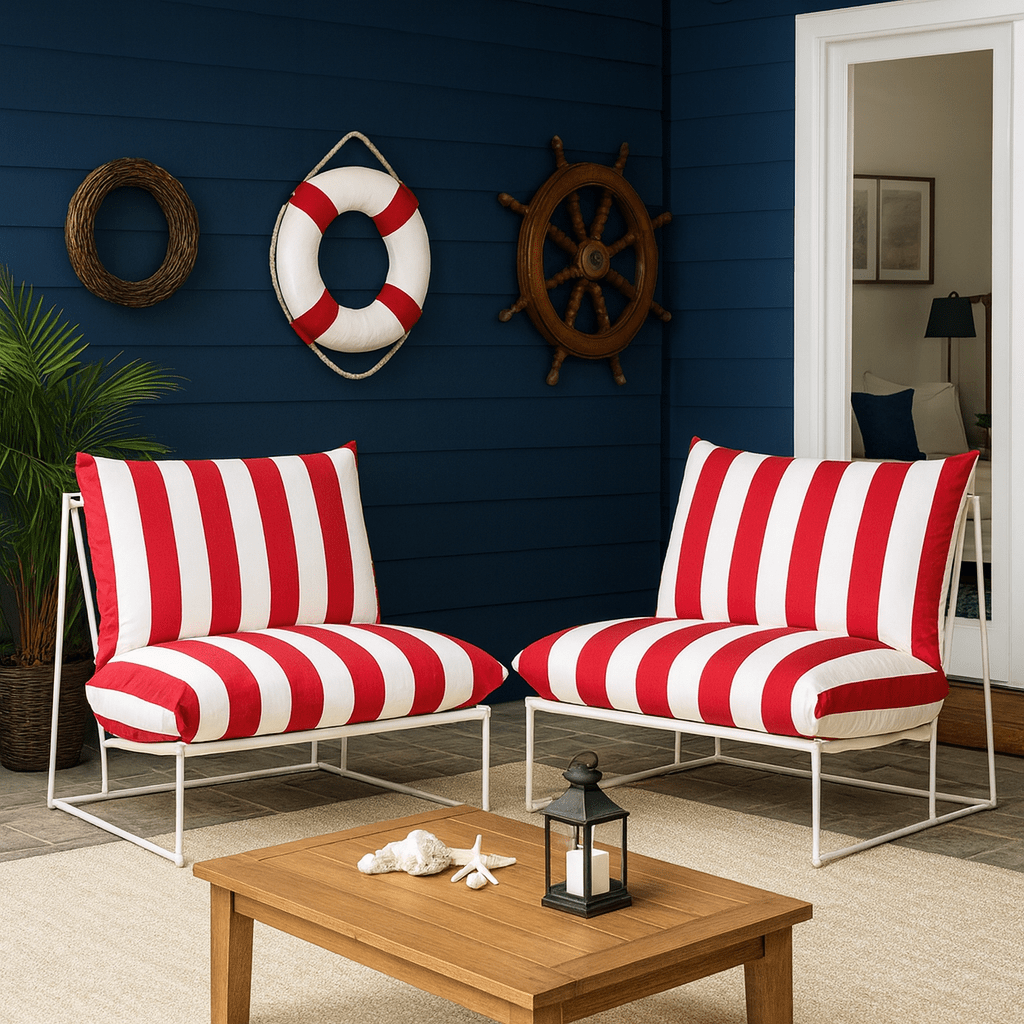 Rockin Cushions IKEA Outdoor Slipcovers 1 pillow and 1 seat cover Red Stripe Outdoor Slipcovers, Compatible with IKEA Havsten - Made to Order