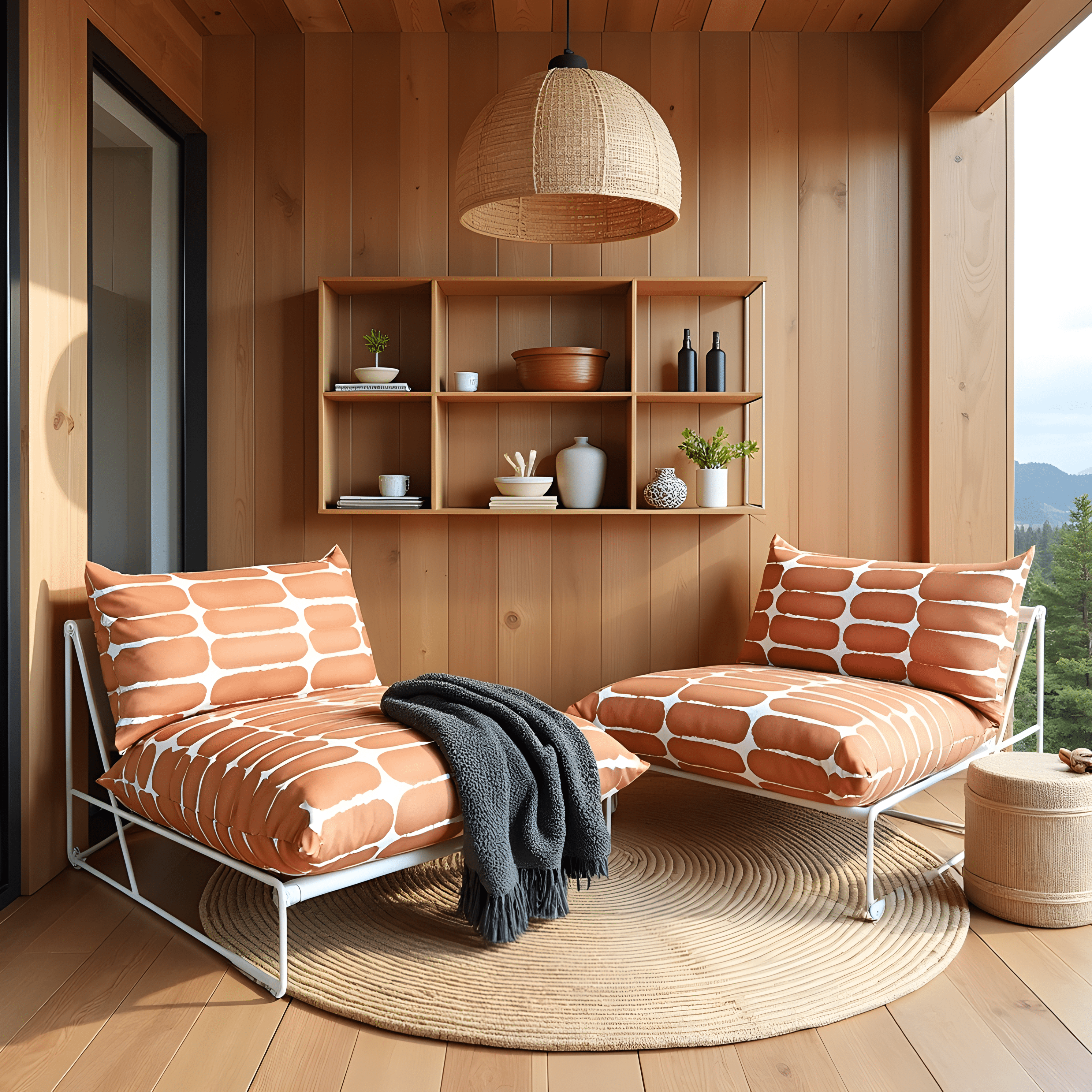 Rockin Cushions IKEA Outdoor Slipcovers 1 pillow and 1 seat cover Terracotta Shibori Outdoor Slipcovers, Compatible with IKEA Havsten - Made to Order