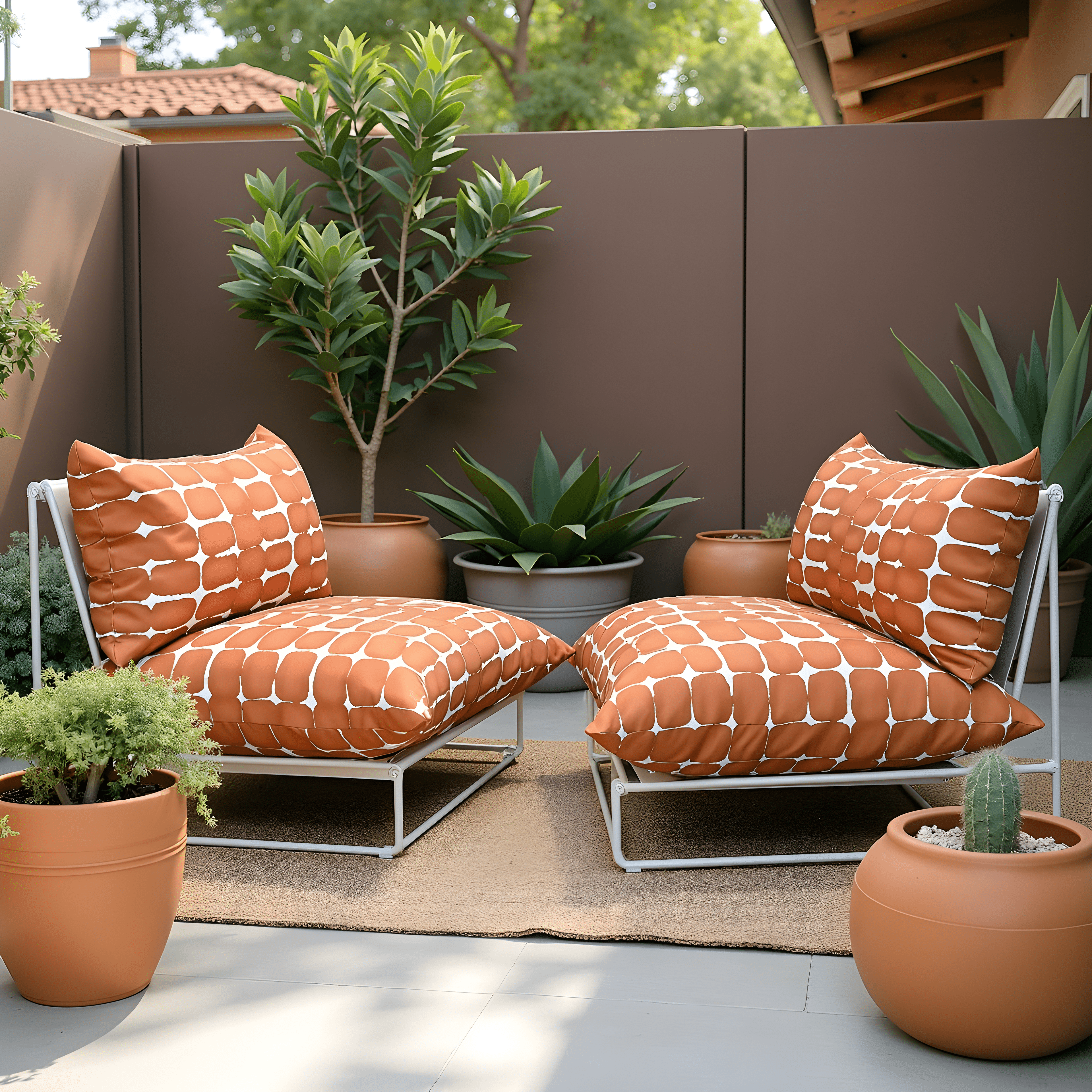 Rockin Cushions IKEA Outdoor Slipcovers 1 pillow and 1 seat cover Terracotta Shibori Outdoor Slipcovers, Compatible with IKEA Havsten - Made to Order