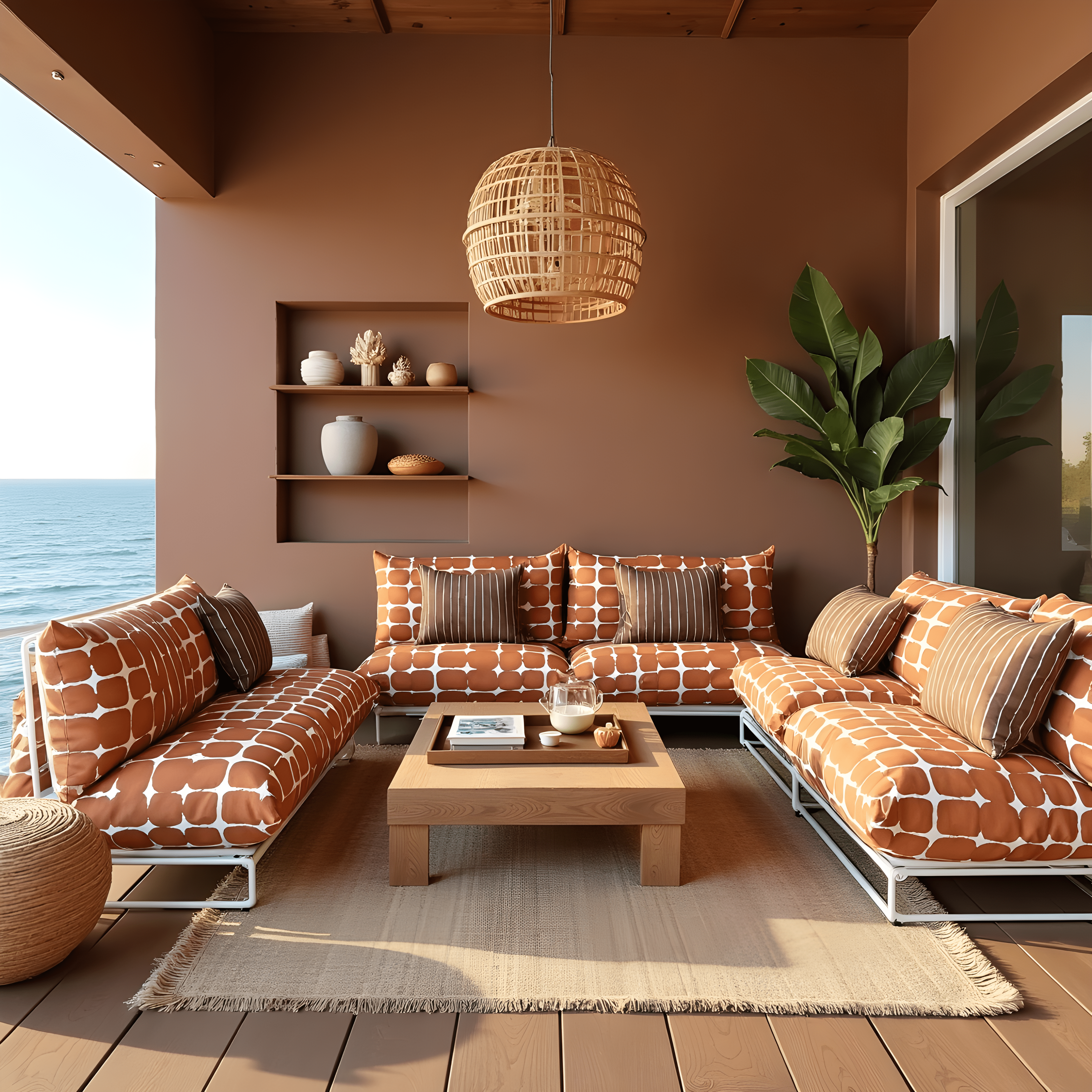 Rockin Cushions IKEA Outdoor Slipcovers 1 pillow and 1 seat cover Terracotta Shibori Outdoor Slipcovers, Compatible with IKEA Havsten - Made to Order