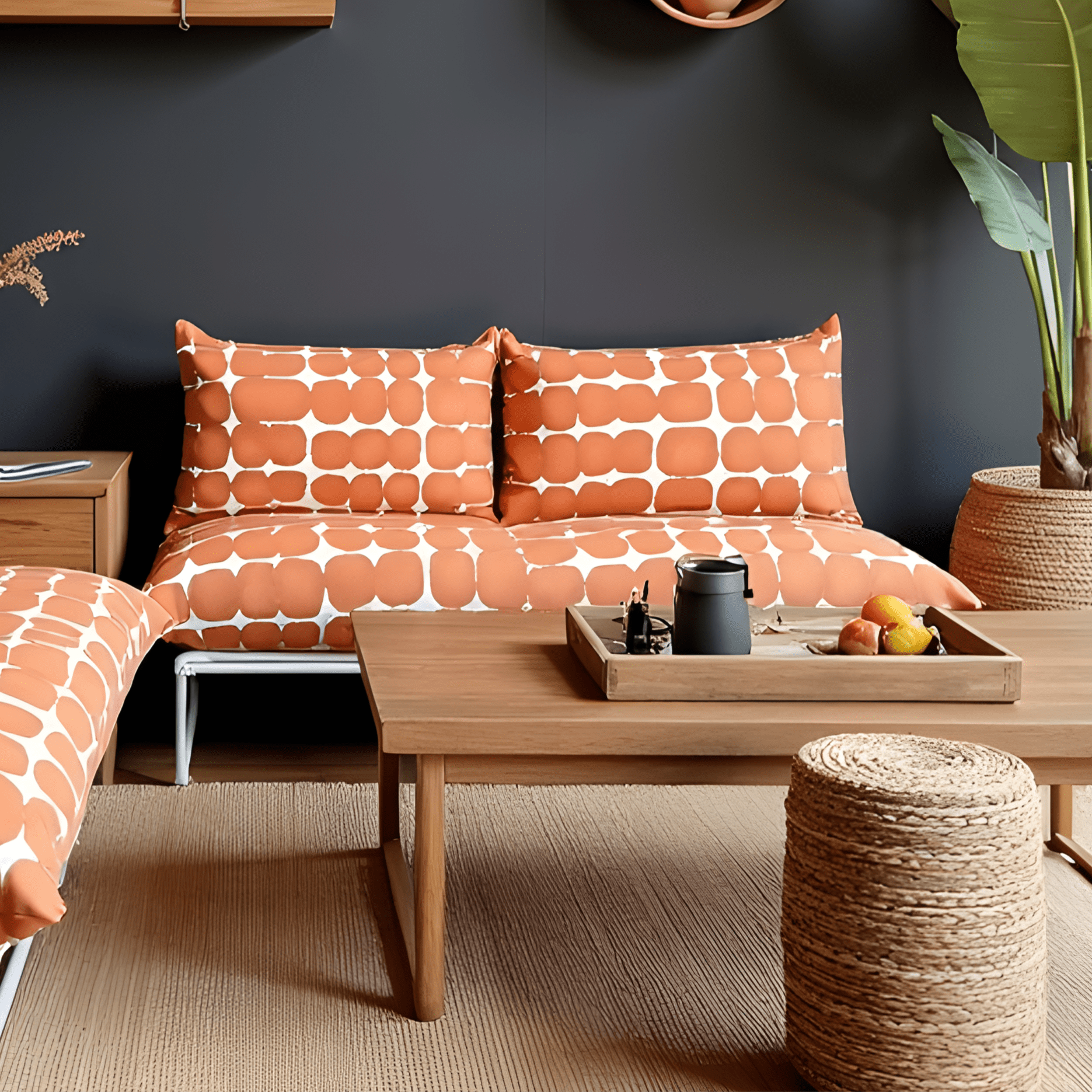 Rockin Cushions IKEA Outdoor Slipcovers 1 pillow and 1 seat cover Terracotta Shibori Outdoor Slipcovers, Compatible with IKEA Havsten - Made to Order