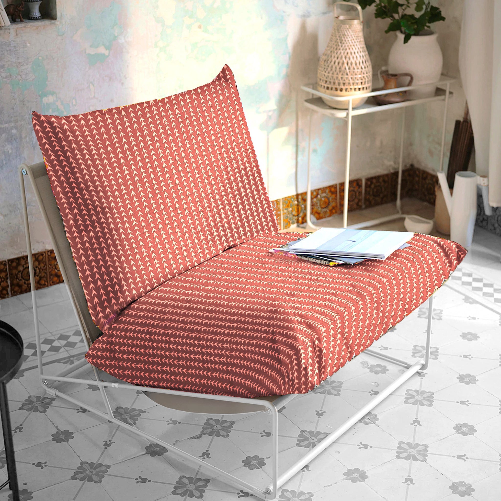 Rockin Cushions IKEA Outdoor Slipcovers 1 pillow and 1 seat cover Terracotta Vine Outdoor Slipcovers, Compatible with IKEA Havsten - Made to Order