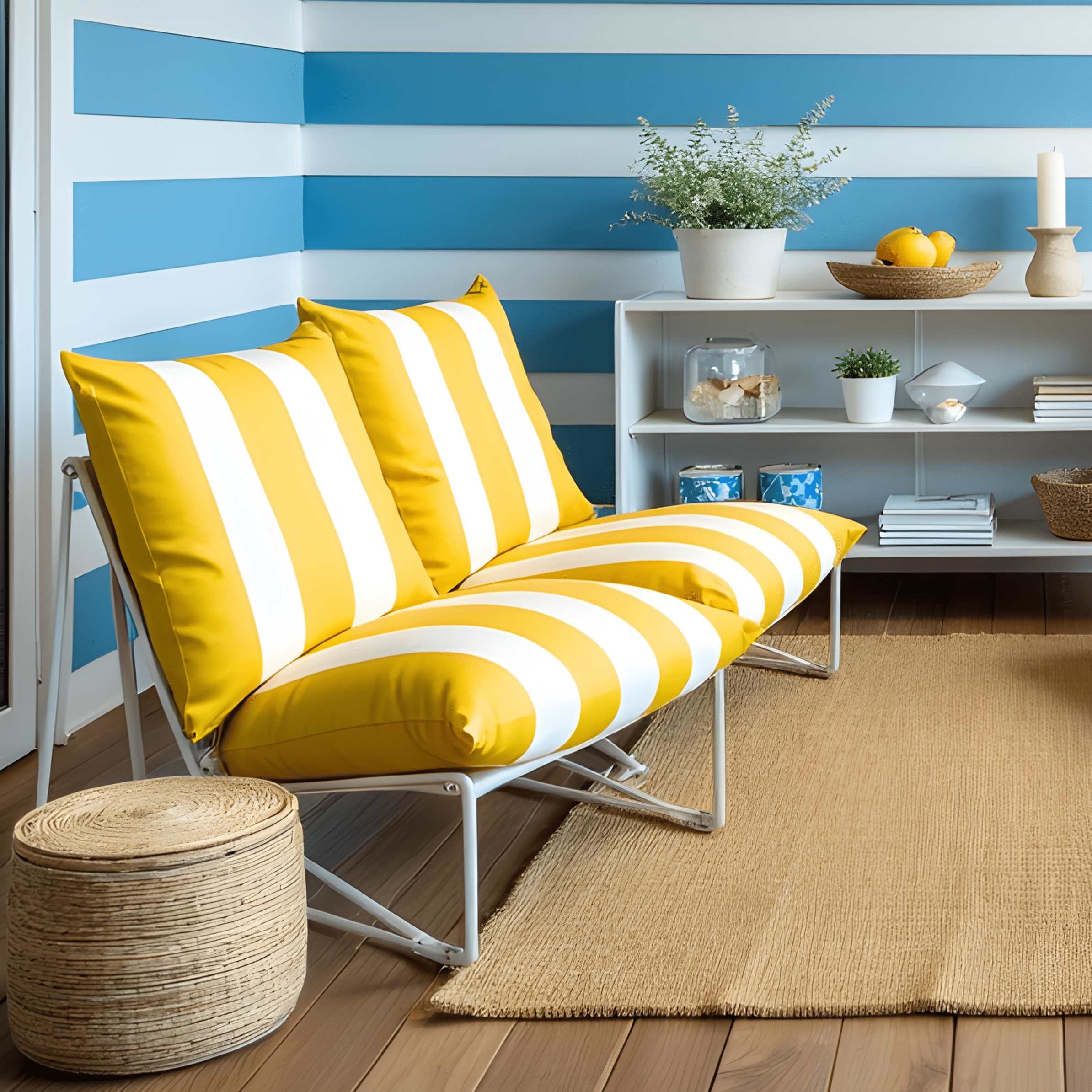 Rockin Cushions IKEA Outdoor Slipcovers 1 pillow and 1 seat cover Yellow Stripe Outdoor Slipcovers, Compatible with IKEA Havsten - Made to Order