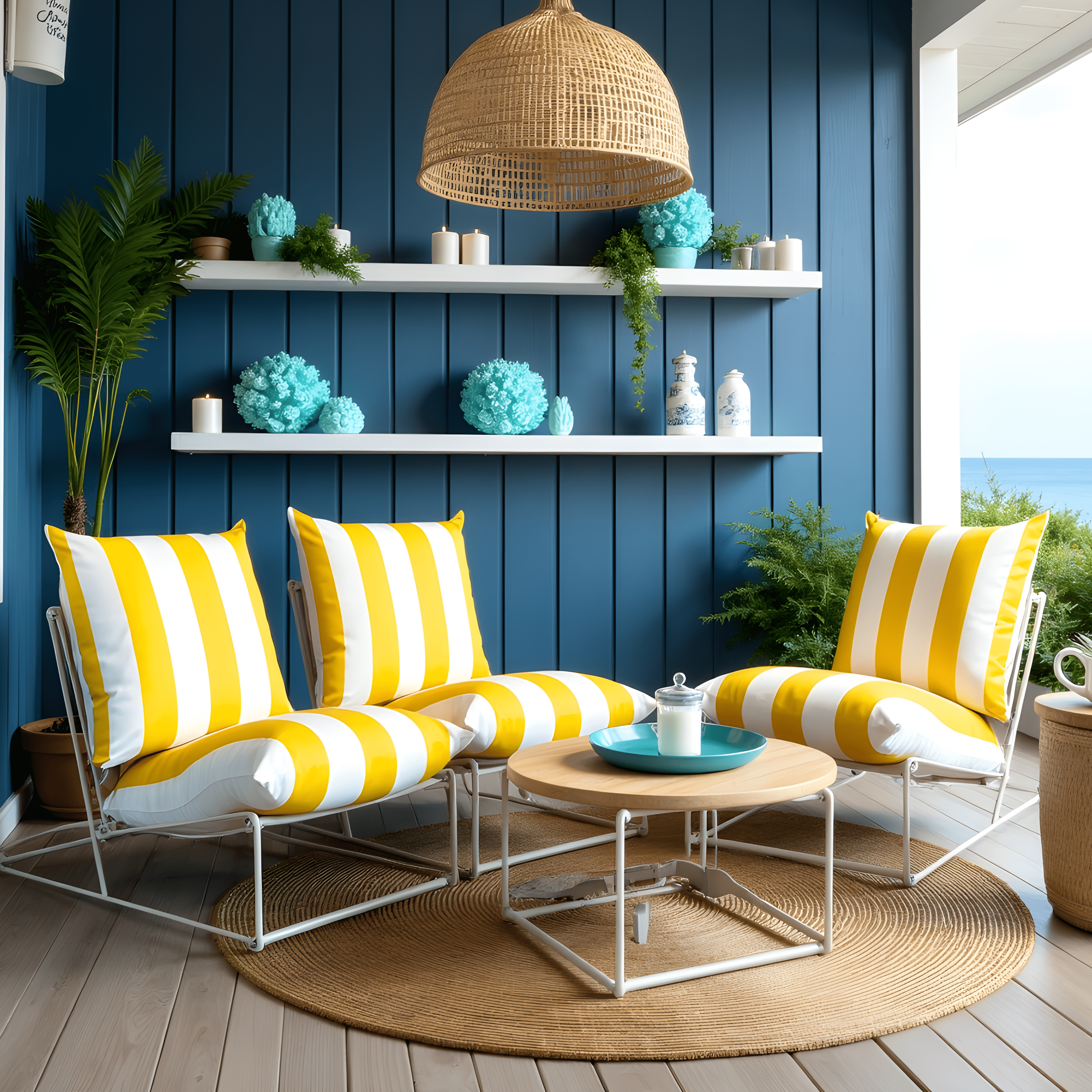 Rockin Cushions IKEA Outdoor Slipcovers 1 pillow and 1 seat cover Yellow Stripe Outdoor Slipcovers, Compatible with IKEA Havsten - Made to Order