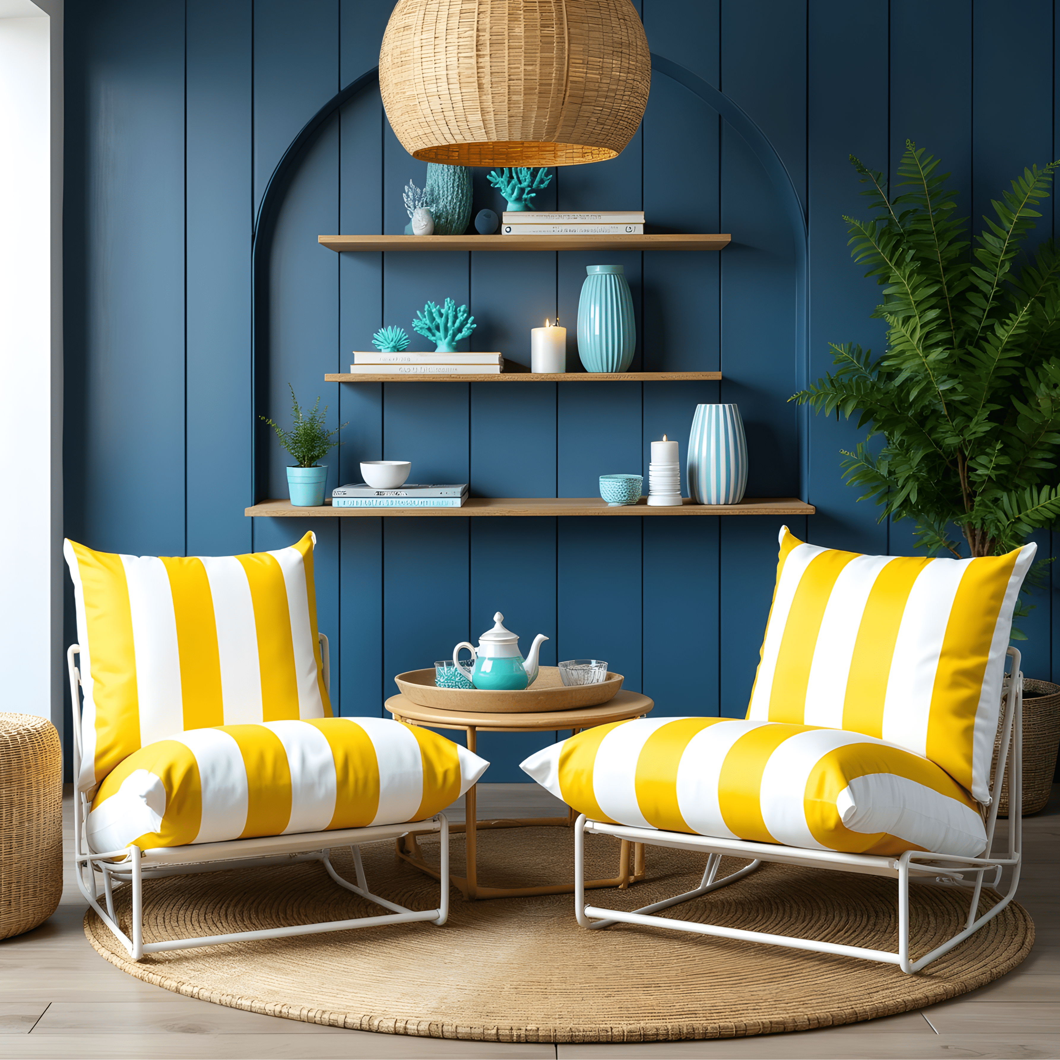 Rockin Cushions IKEA Outdoor Slipcovers 1 pillow and 1 seat cover Yellow Stripe Outdoor Slipcovers, Compatible with IKEA Havsten - Made to Order