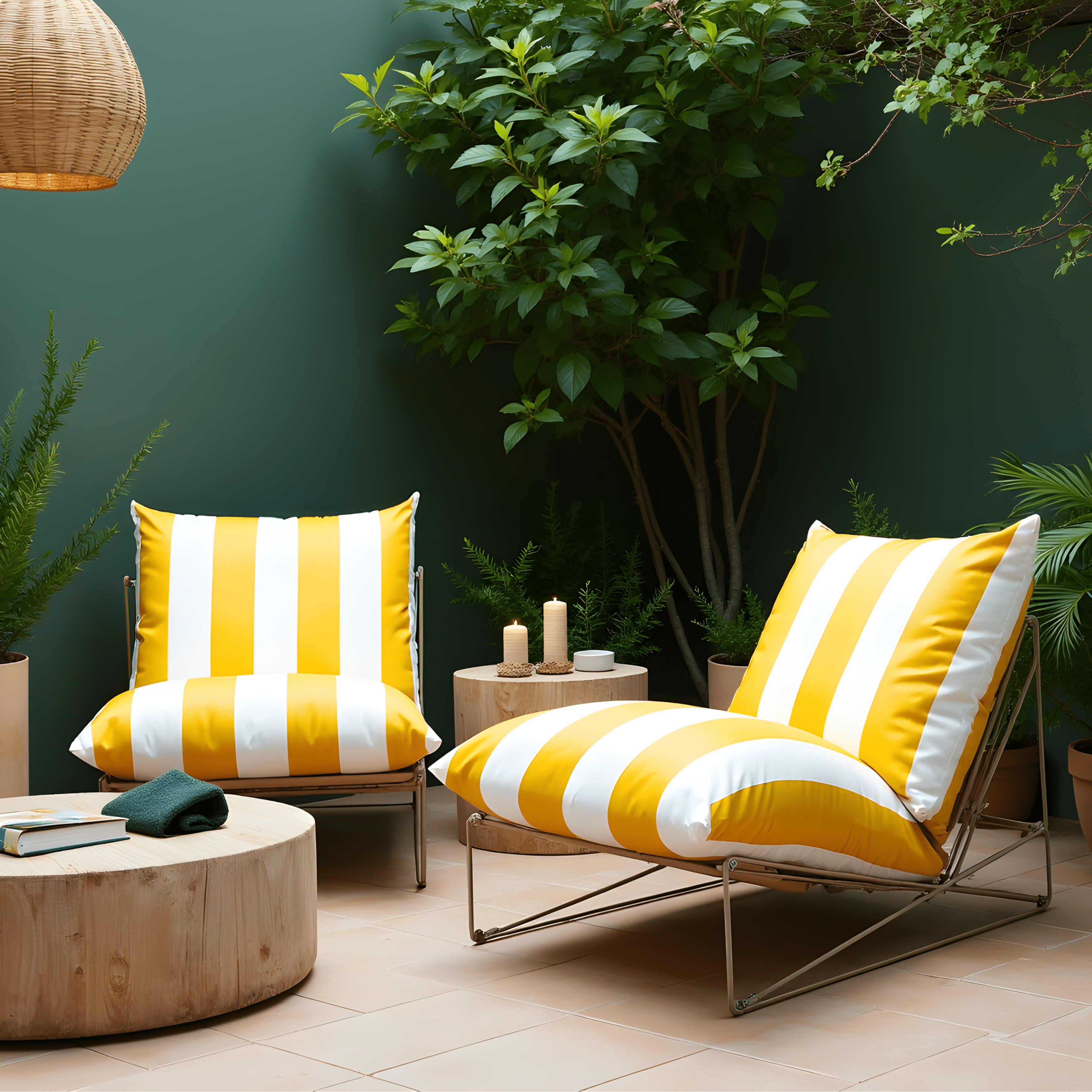 Rockin Cushions IKEA Outdoor Slipcovers 1 pillow and 1 seat cover Yellow Stripe Outdoor Slipcovers, Compatible with IKEA Havsten - Made to Order