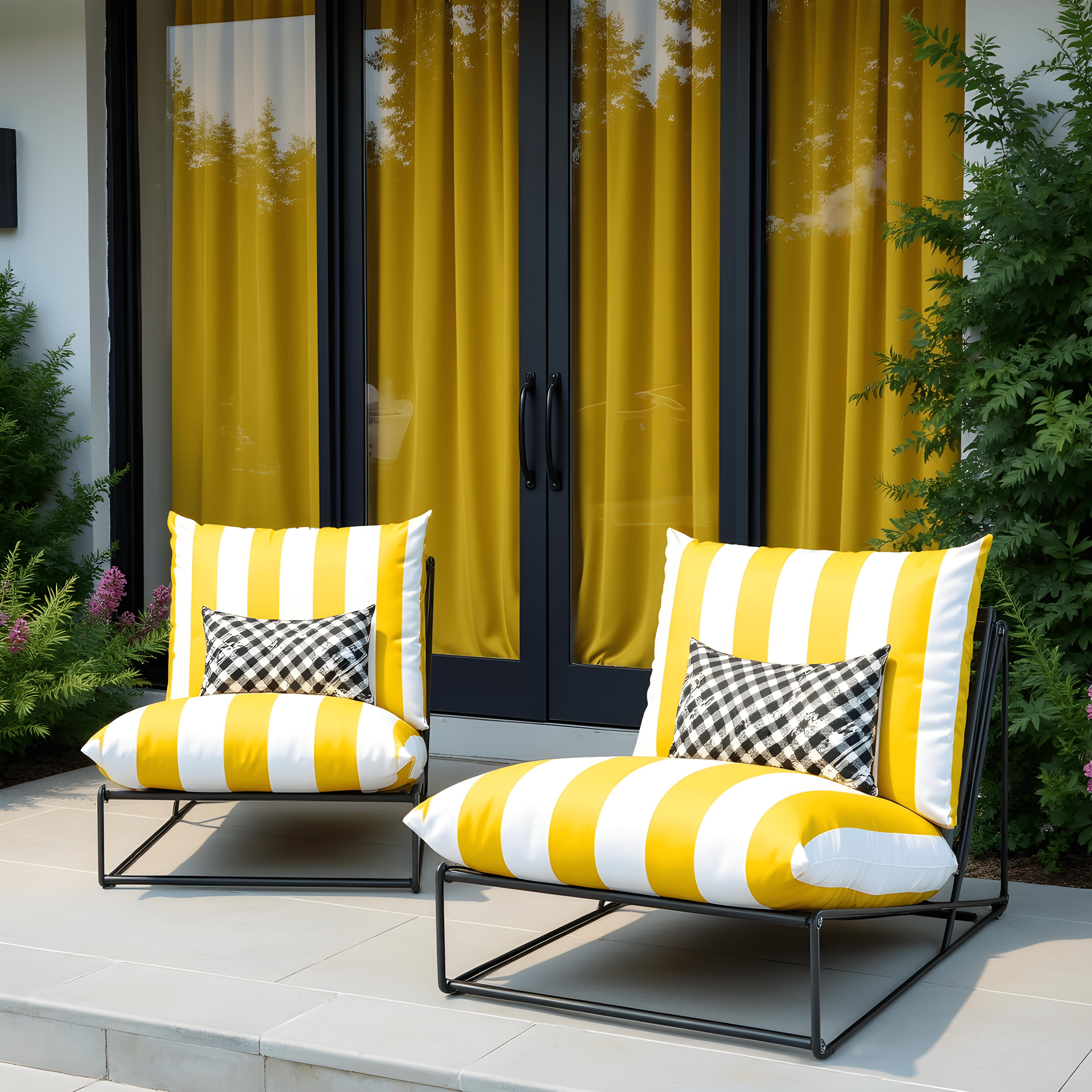 Rockin Cushions IKEA Outdoor Slipcovers 1 pillow and 1 seat cover Yellow Stripe Outdoor Slipcovers, Compatible with IKEA Havsten - Made to Order