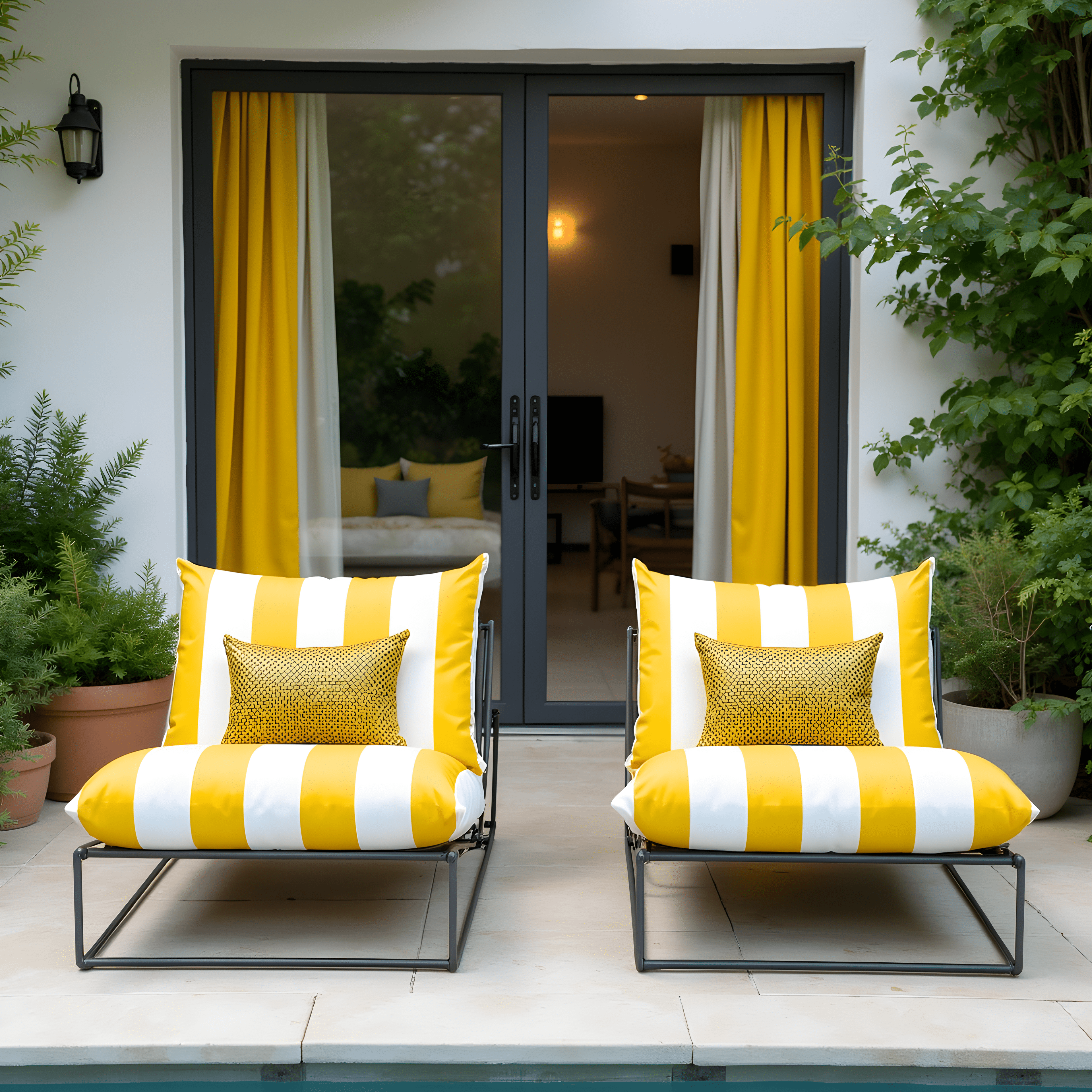 Rockin Cushions IKEA Outdoor Slipcovers 1 pillow and 1 seat cover Yellow Stripe Outdoor Slipcovers, Compatible with IKEA Havsten - Made to Order