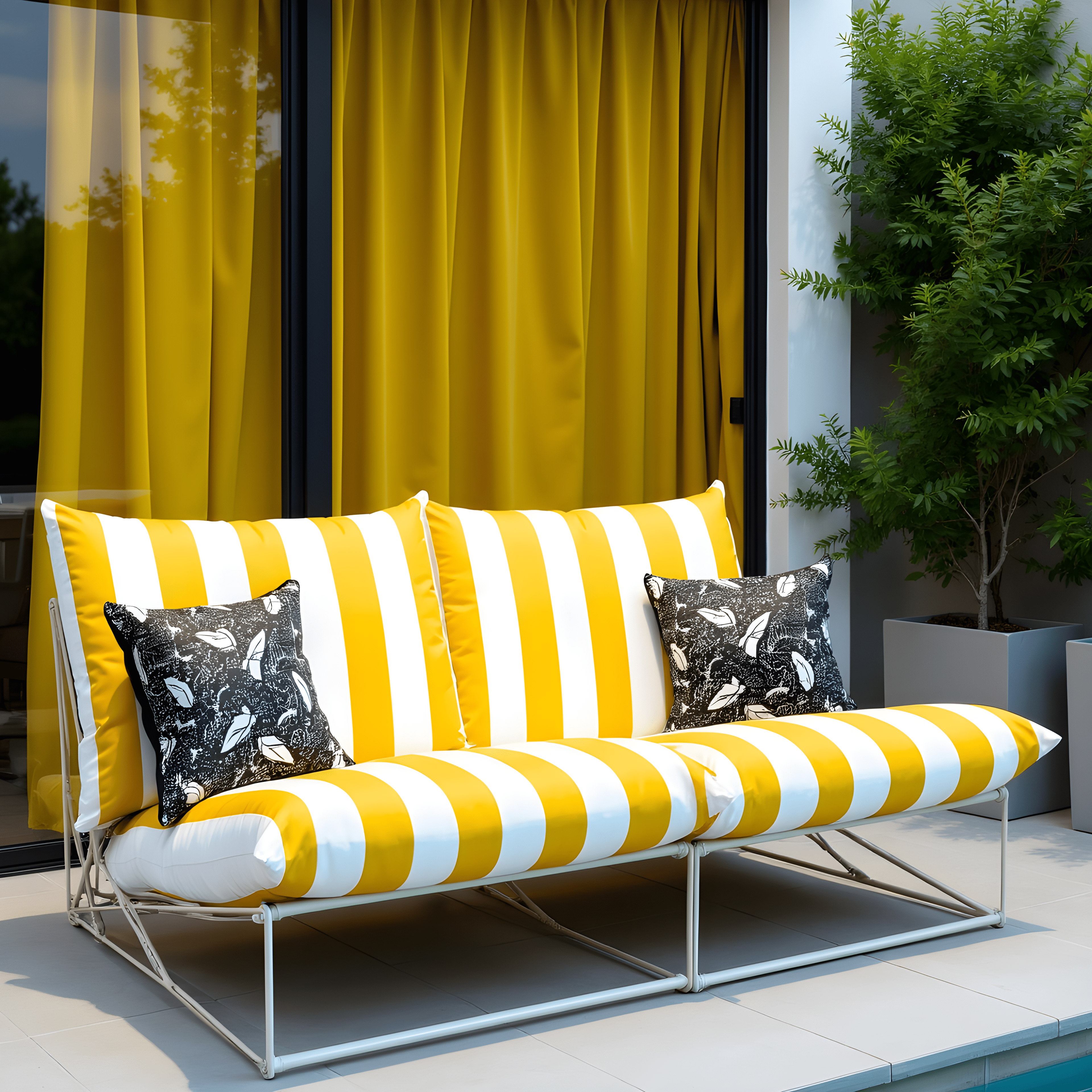 Rockin Cushions IKEA Outdoor Slipcovers 1 pillow and 1 seat cover Yellow Stripe Outdoor Slipcovers, Compatible with IKEA Havsten - Made to Order