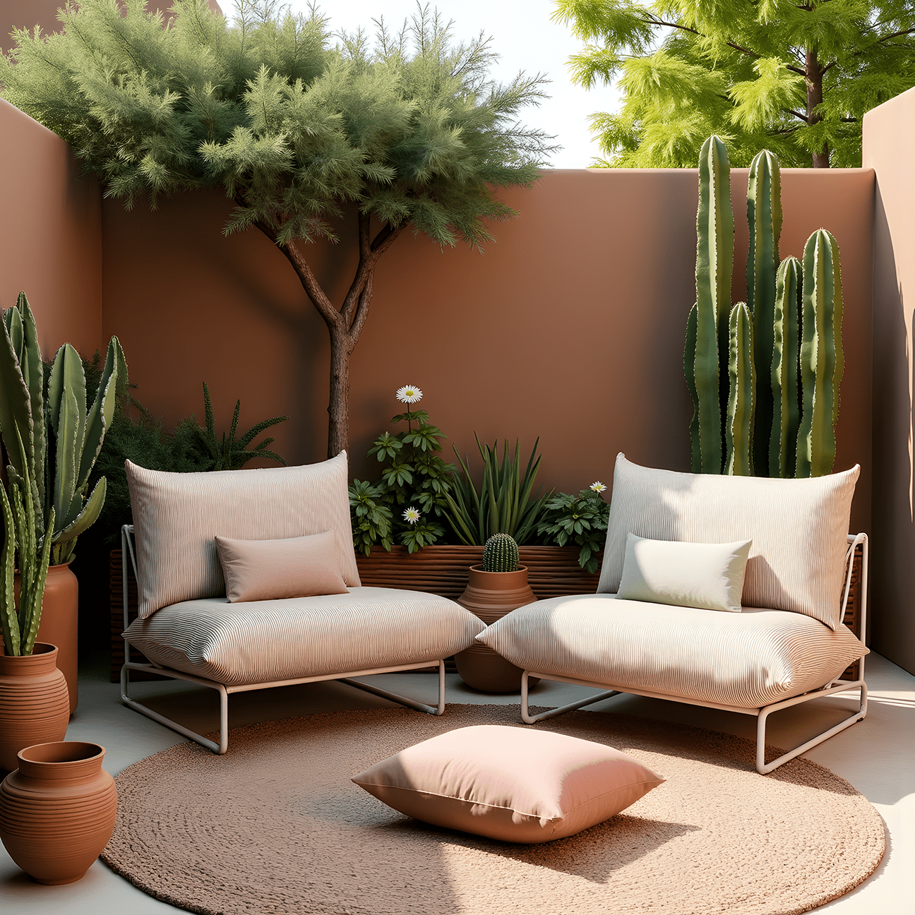 Rockin Cushions IKEA Outdoor Slipcovers 1 x Seat and 1 Pillow Cover Beige Stripe Outdoor Slipcovers, Compatible with IKEA Havsten