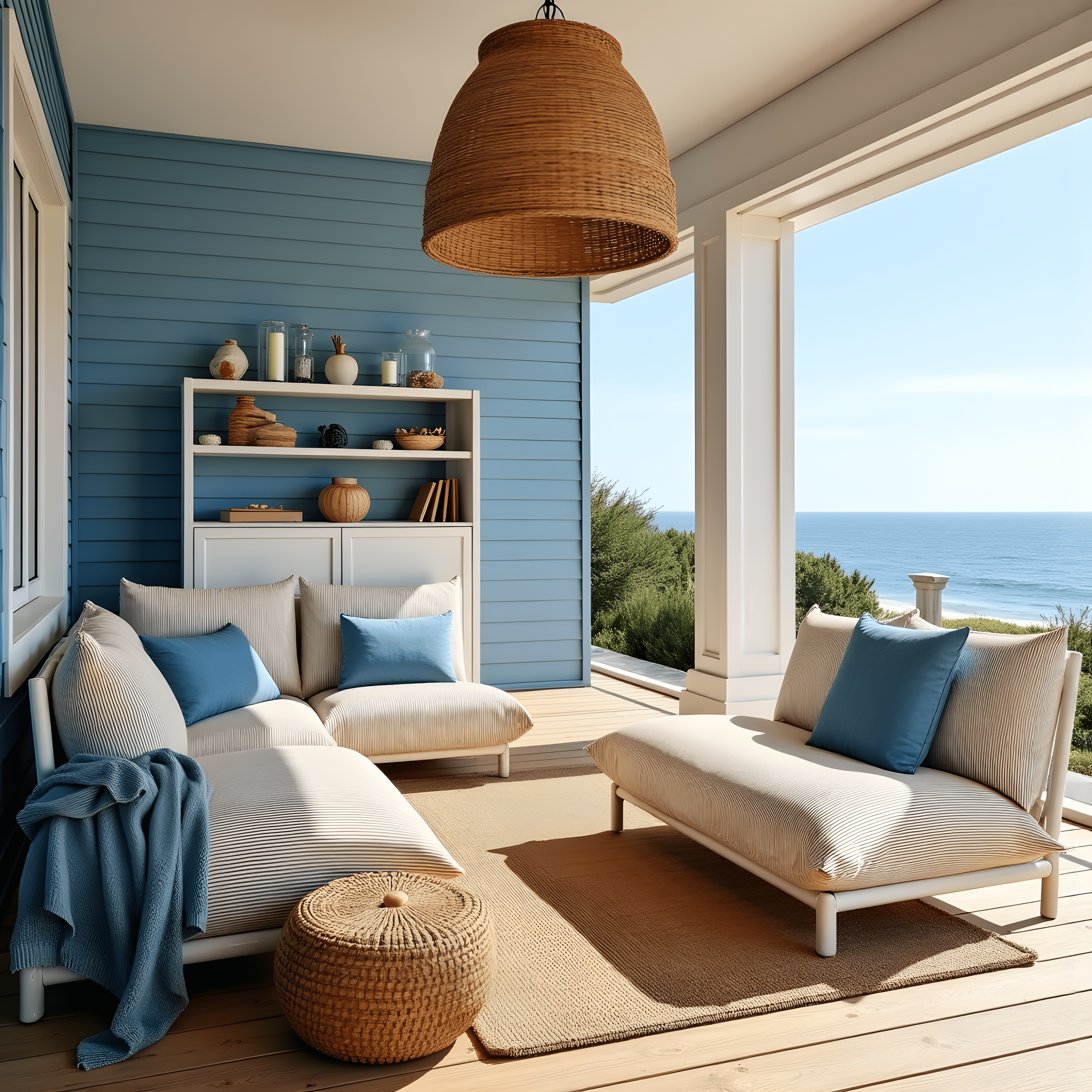 Rockin Cushions IKEA Outdoor Slipcovers 1 x Seat and 1 Pillow Cover Beige Stripe Outdoor Slipcovers, Compatible with IKEA Havsten