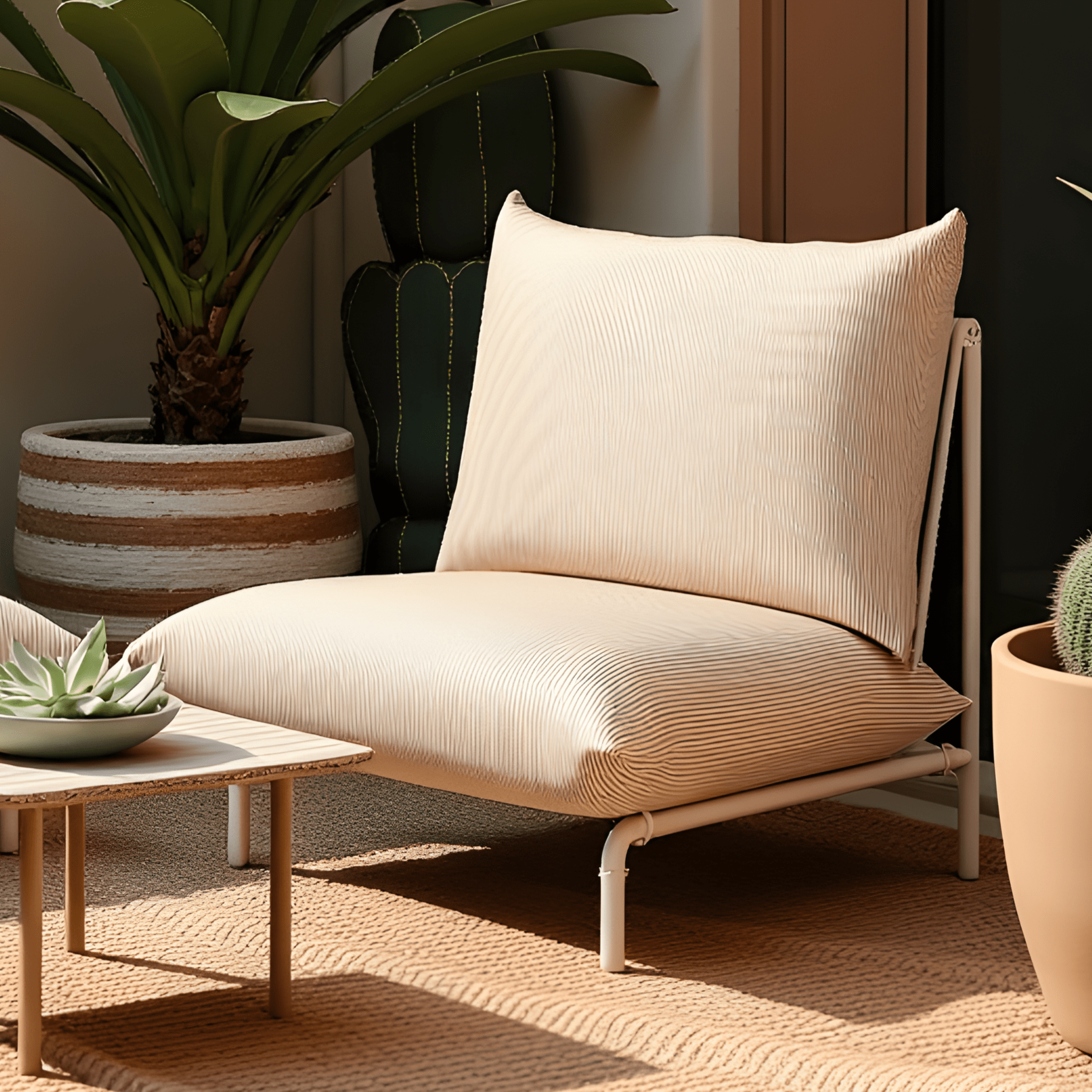 Rockin Cushions IKEA Outdoor Slipcovers 1 x Seat and 1 Pillow Cover Beige Stripe Outdoor Slipcovers, Compatible with IKEA Havsten