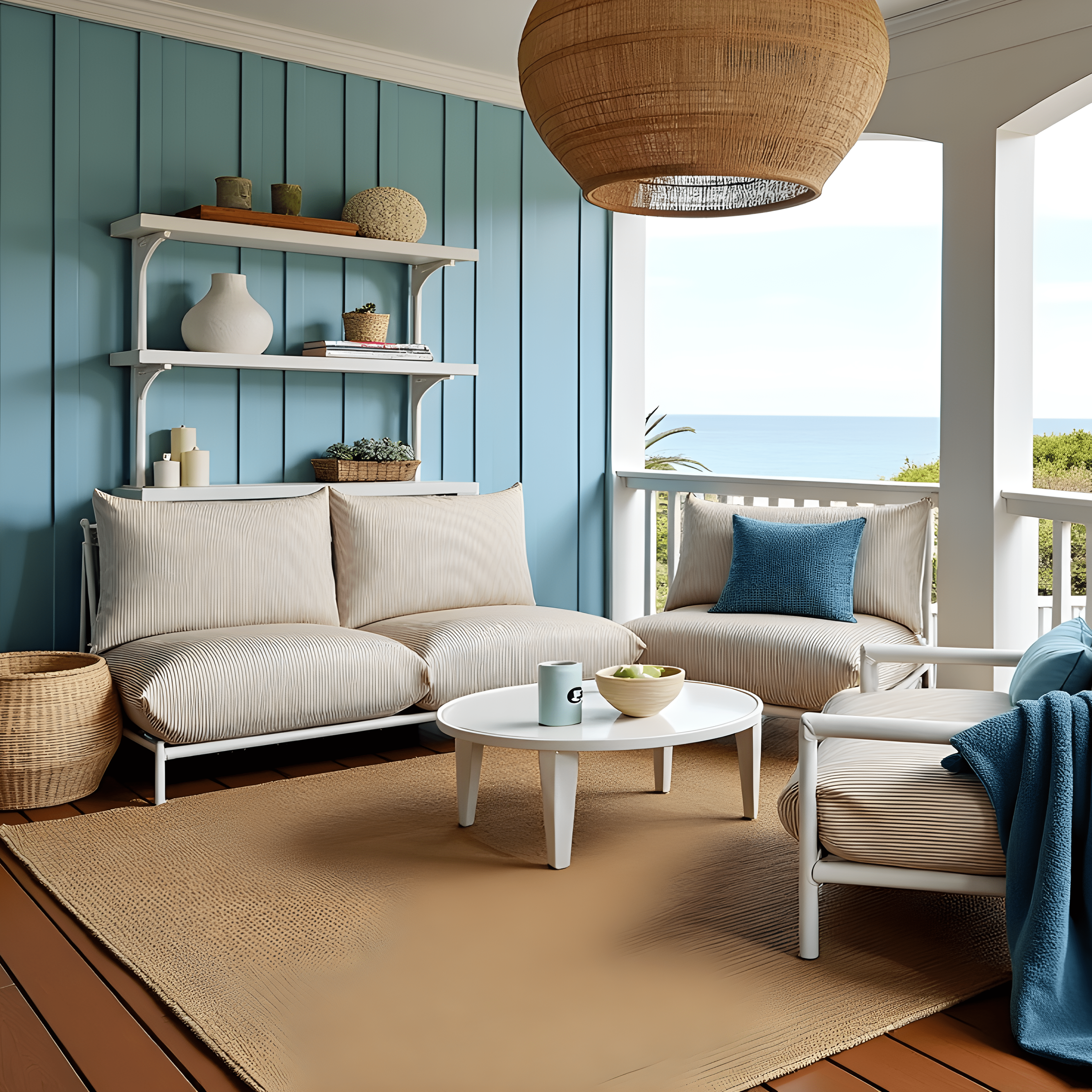 Rockin Cushions IKEA Outdoor Slipcovers 1 x Seat and 1 Pillow Cover Beige Stripe Outdoor Slipcovers, Compatible with IKEA Havsten