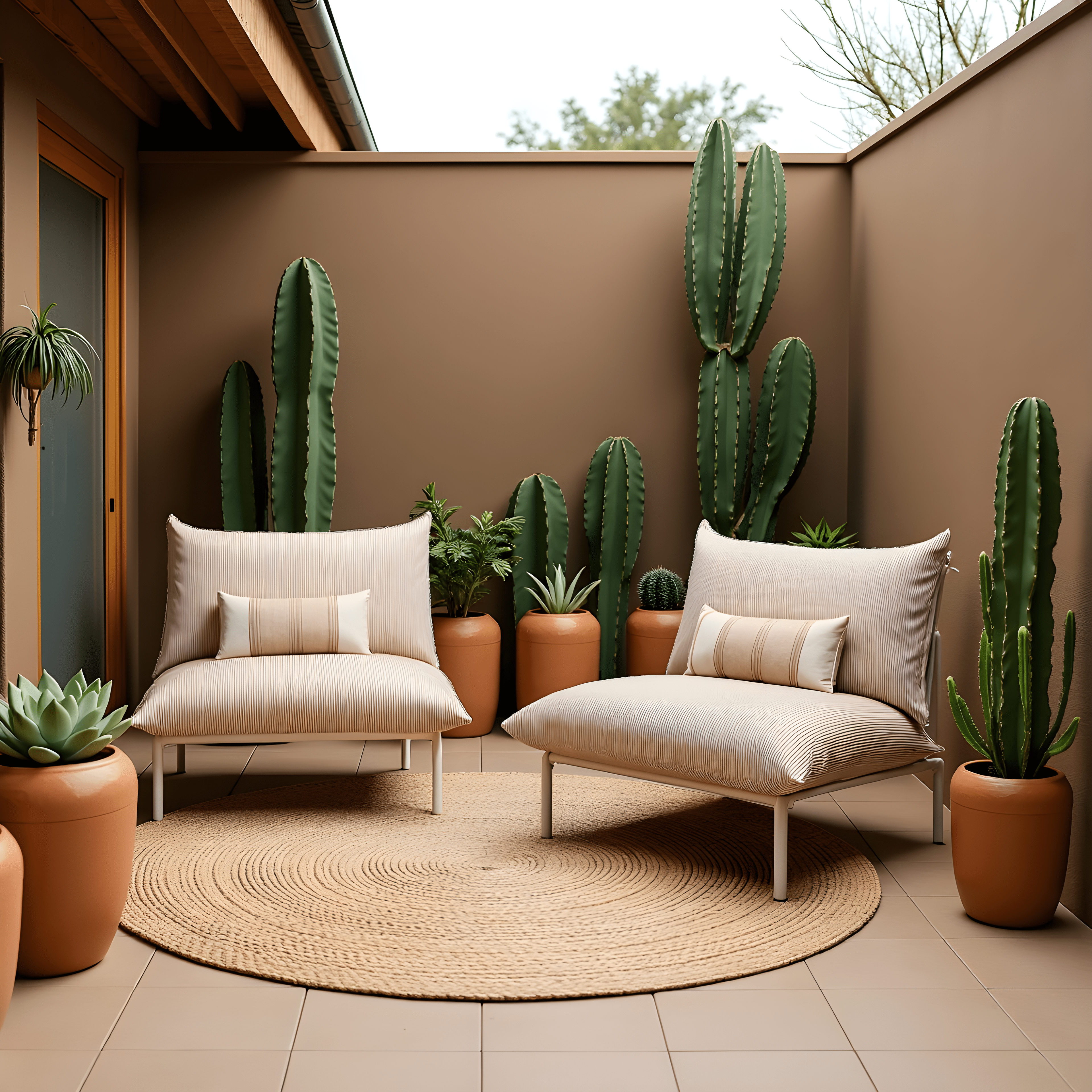 Rockin Cushions IKEA Outdoor Slipcovers 1 x Seat and 1 Pillow Cover Beige Stripe Outdoor Slipcovers, Compatible with IKEA Havsten