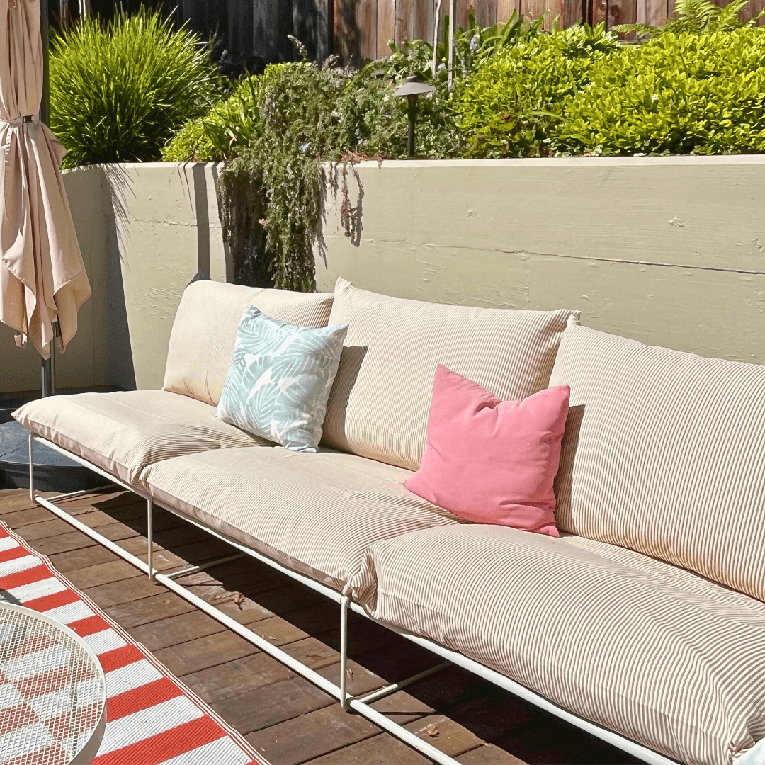 Rockin Cushions IKEA Outdoor Slipcovers 1 x Seat and 1 Pillow Cover Beige Stripe Outdoor Slipcovers, Compatible with IKEA Havsten
