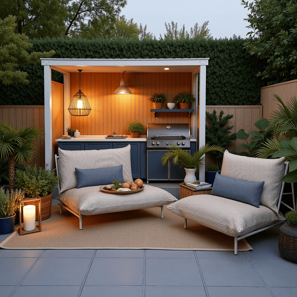 Rockin Cushions IKEA Outdoor Slipcovers 1 x Seat and 1 Pillow Cover Beige Stripe Outdoor Slipcovers, Compatible with IKEA Havsten