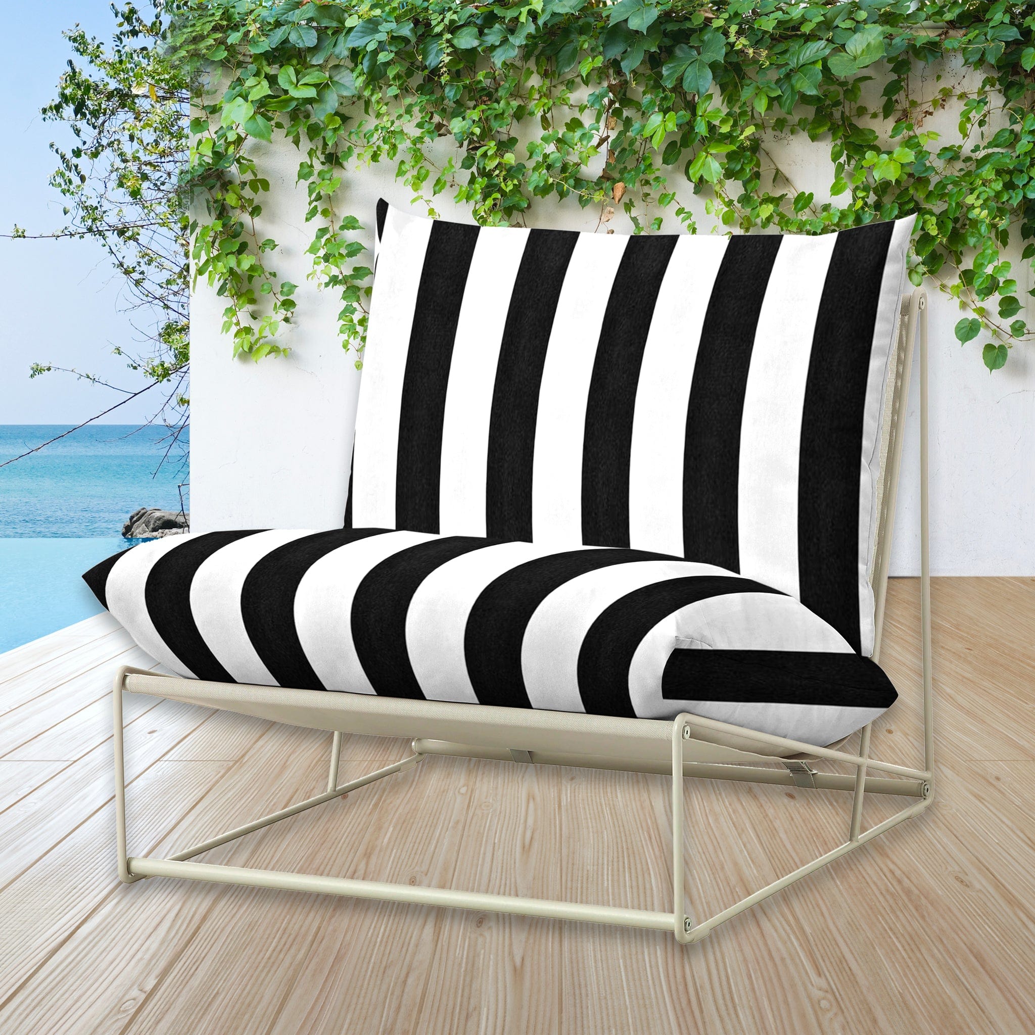 Rockin Cushions IKEA Outdoor Slipcovers 1 x Seat and 1 Pillow Cover Black and White Stripe IKEA Havsten Outdoor Slipcovers