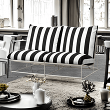 Load image into Gallery viewer, Rockin Cushions IKEA Outdoor Slipcovers 1 x Seat and 1 Pillow Cover Black and White Stripe IKEA Havsten Outdoor Slipcovers