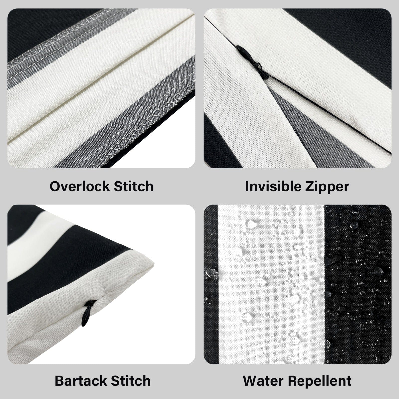 Rockin Cushions IKEA Outdoor Slipcovers 1 x Seat and 1 Pillow Cover Black and White Stripe IKEA Havsten Outdoor Slipcovers