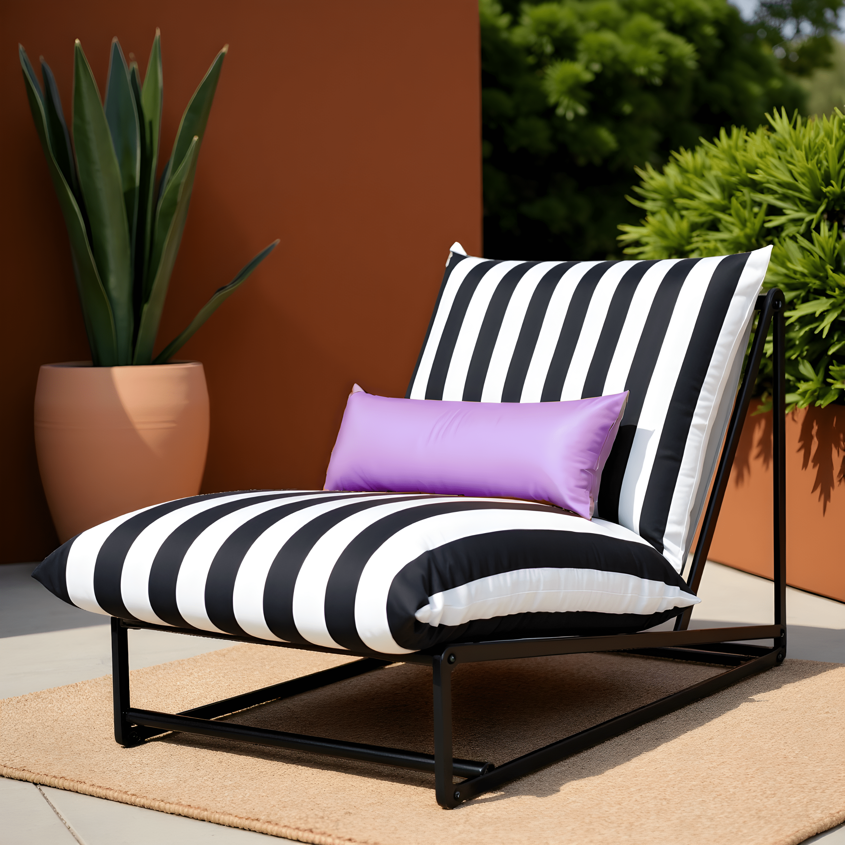 Rockin Cushions IKEA Outdoor Slipcovers 1 x Seat and 1 Pillow Cover Black and White Stripe Outdoor Slipcovers, Compatible with IKEA Havsten