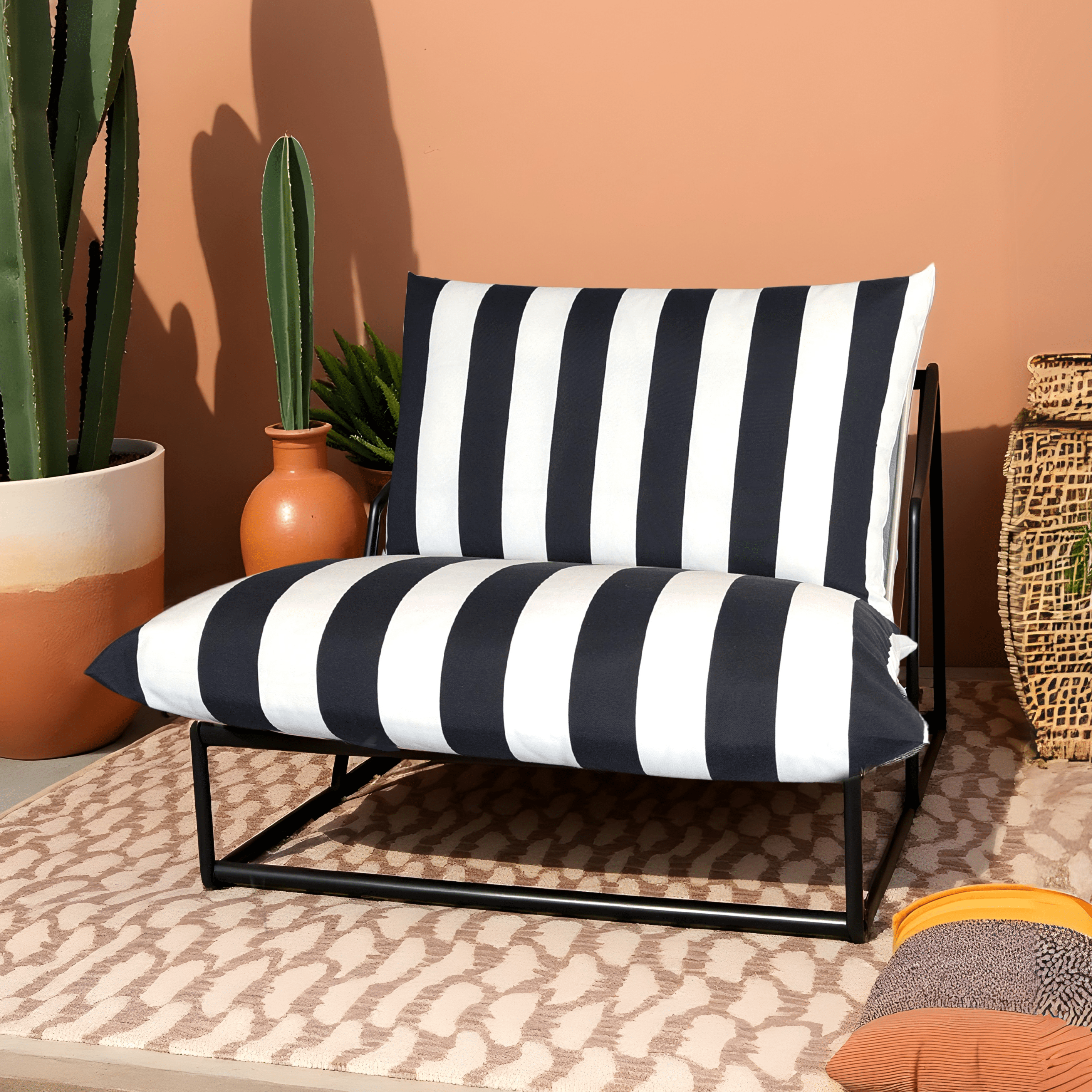 Rockin Cushions IKEA Outdoor Slipcovers 1 x Seat and 1 Pillow Cover Black and White Stripe Outdoor Slipcovers, Compatible with IKEA Havsten