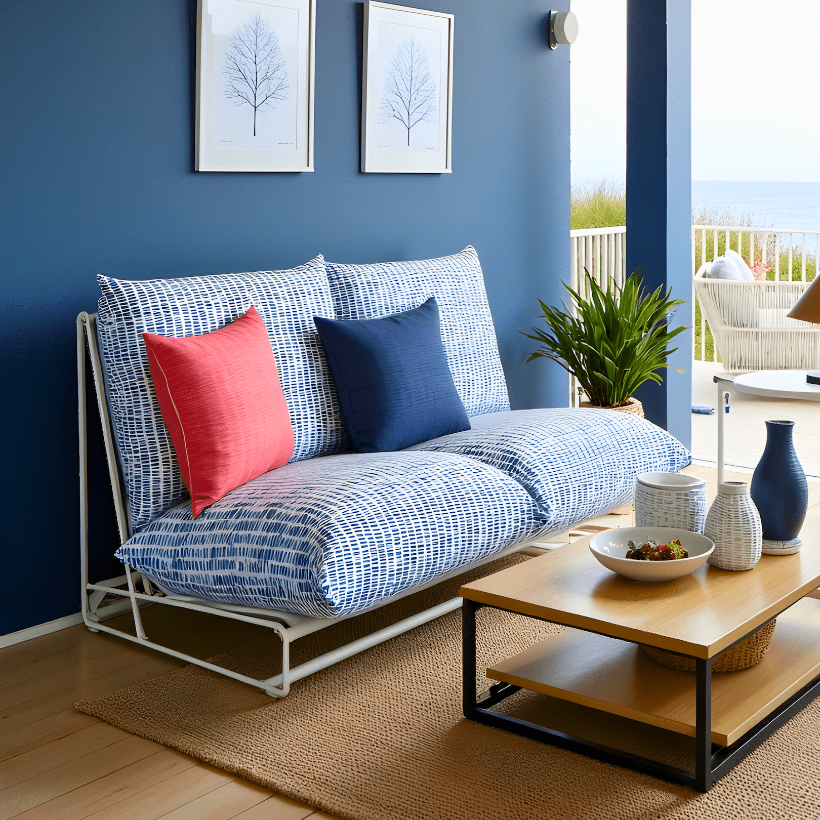 Rockin Cushions IKEA Outdoor Slipcovers 1 x Seat and 1 Pillow Cover Blue Rain Outdoor Slipcovers, Compatible with IKEA Havsten