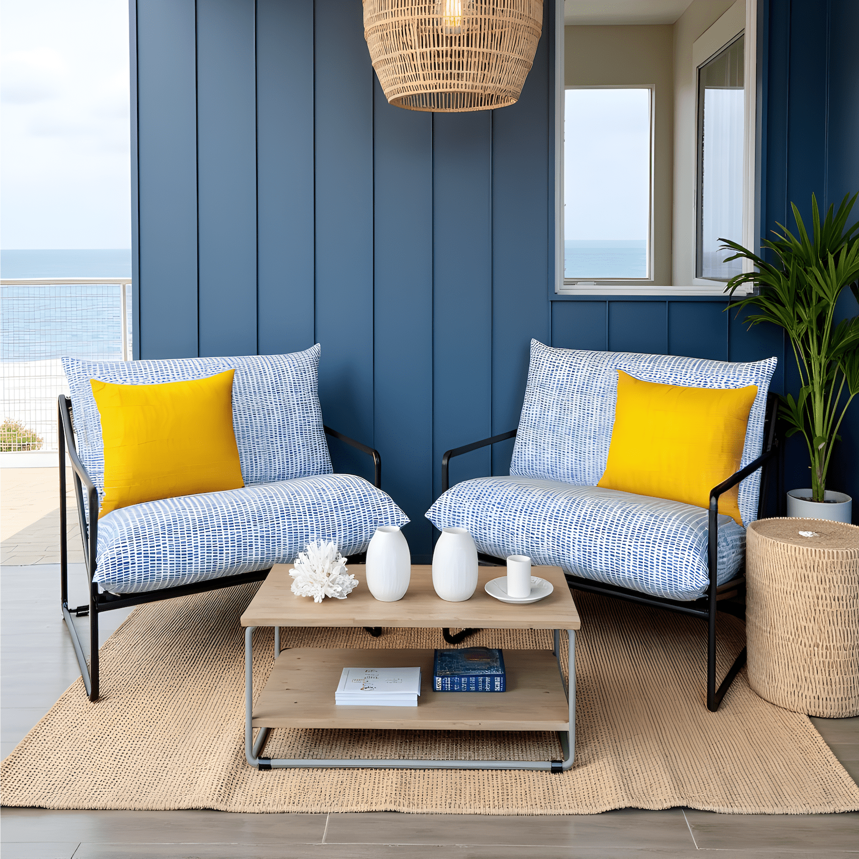 Rockin Cushions IKEA Outdoor Slipcovers 1 x Seat and 1 Pillow Cover Blue Rain Outdoor Slipcovers, Compatible with IKEA Havsten