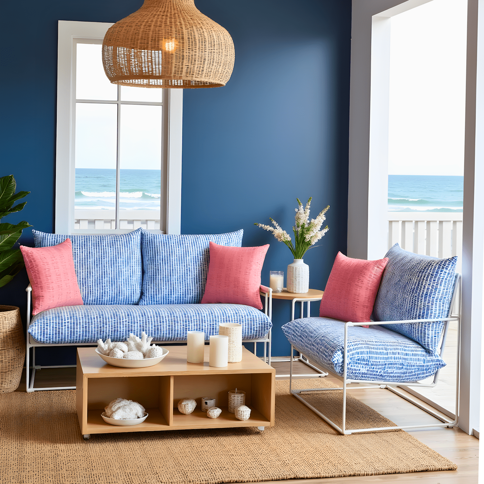 Rockin Cushions IKEA Outdoor Slipcovers 1 x Seat and 1 Pillow Cover Blue Rain Outdoor Slipcovers, Compatible with IKEA Havsten