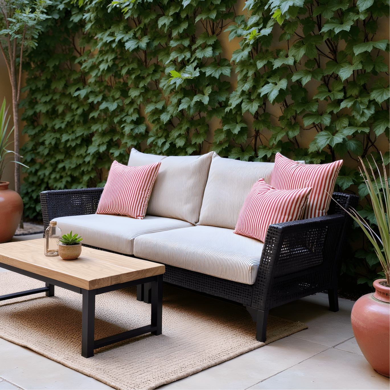 Rockin Cushions IKEA Outdoor Slipcovers 2 Pack Outdoor Pillow Covers | Beige Stripe | Compatible with IKEA Duvholmen and Kuddarna Cushions