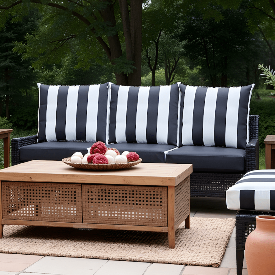 Rockin Cushions IKEA Outdoor Slipcovers 2 Pack Outdoor Pillow Covers | Black White Stripe | Compatible with IKEA Duvholmen and Kuddarna Cushions