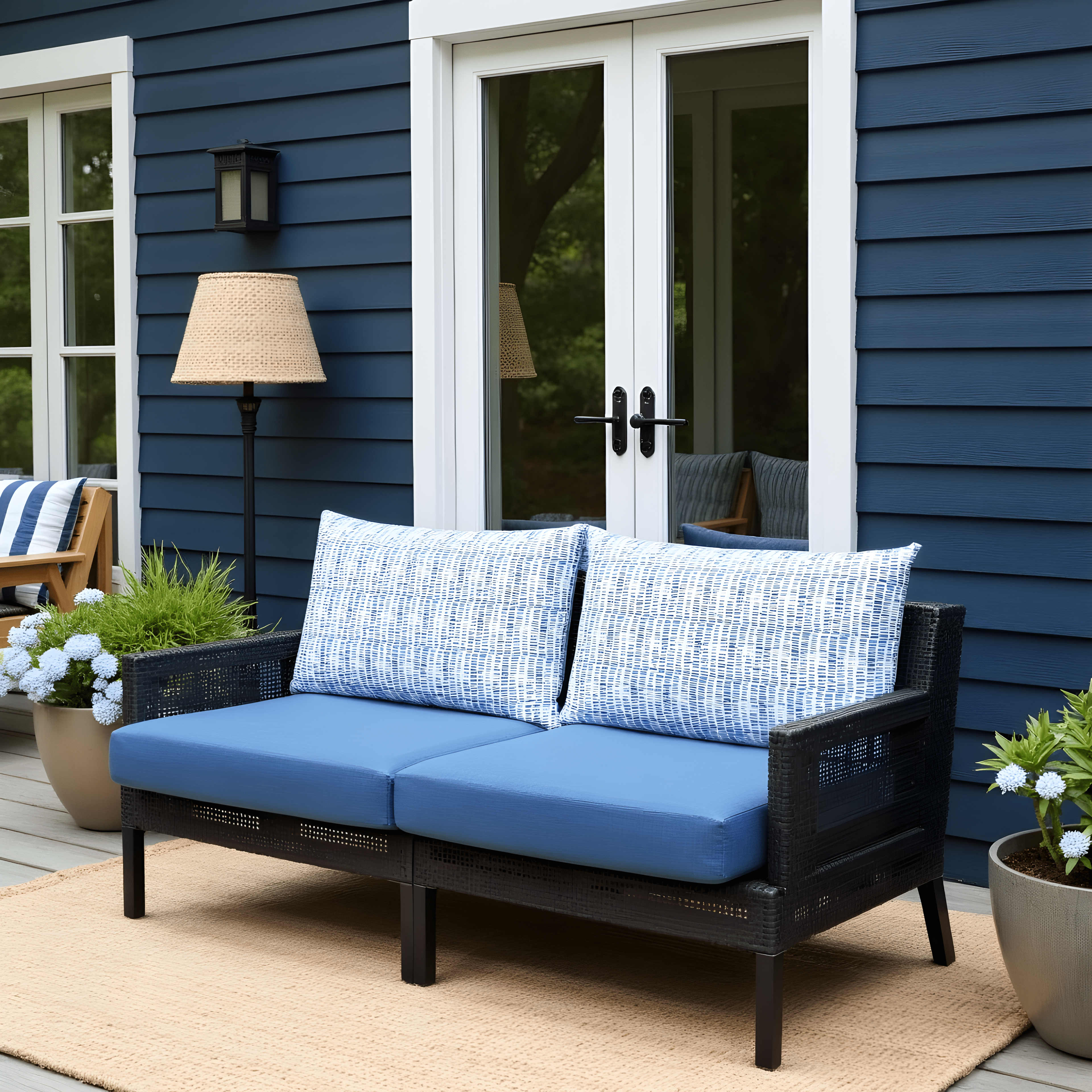 Rockin Cushions IKEA Outdoor Slipcovers 2 Pack Outdoor Pillow Covers | Blue Rain | Compatible with IKEA Duvholmen and Kuddarna Cushions