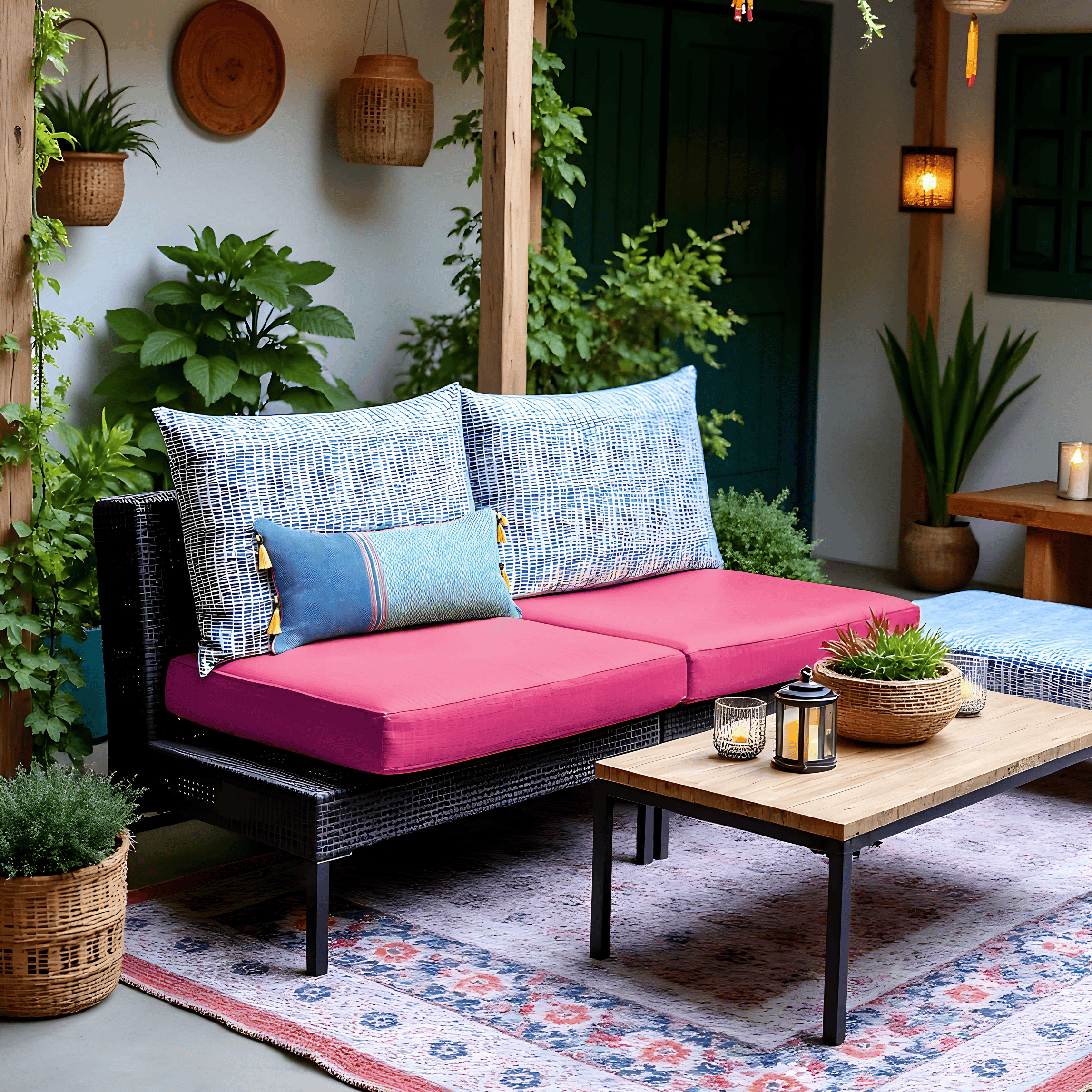 Rockin Cushions IKEA Outdoor Slipcovers 2 Pack Outdoor Pillow Covers | Blue Rain | Compatible with IKEA Duvholmen and Kuddarna Cushions