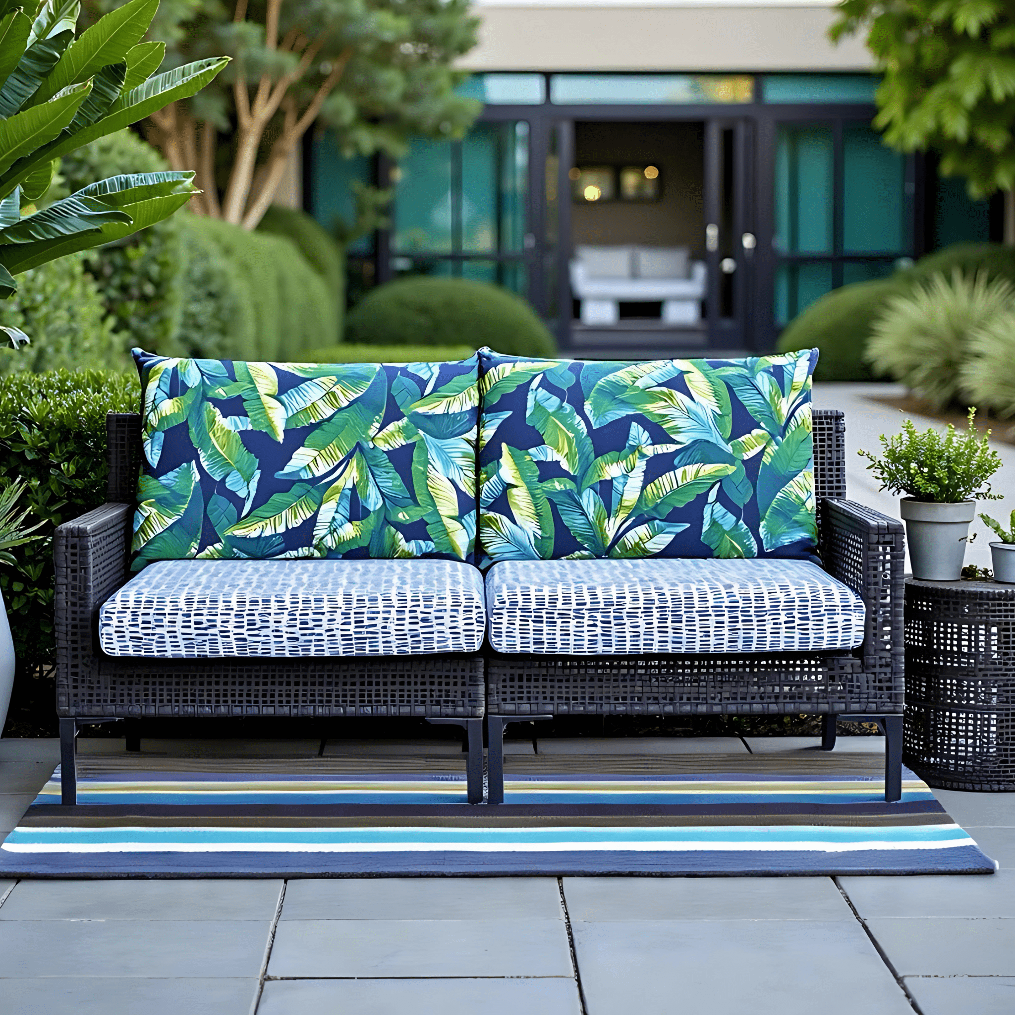 Rockin Cushions IKEA Outdoor Slipcovers 2 Pack Outdoor Pillow Covers | Green Banana Leaf Jungle Print | Compatible with IKEA Duvholmen and Kuddarna Cushions