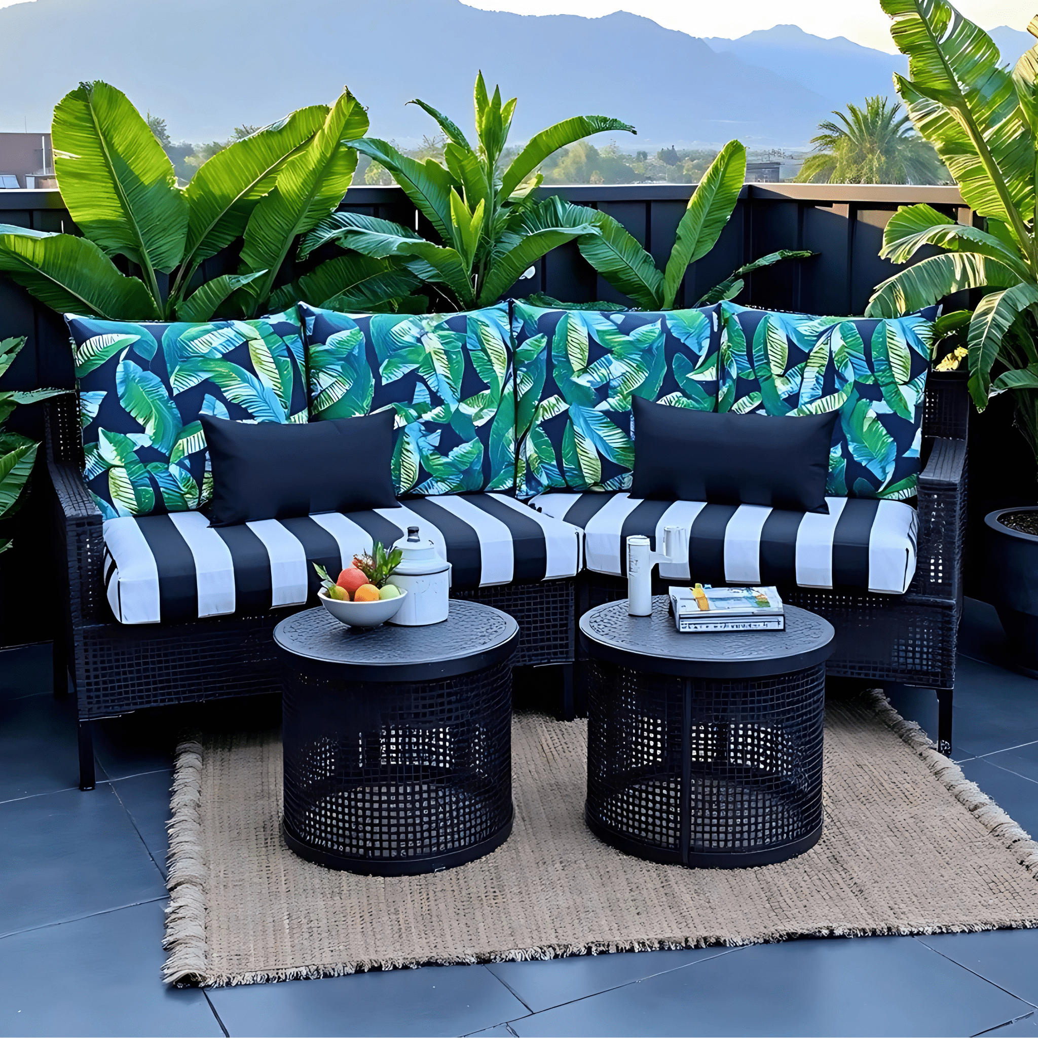 Rockin Cushions IKEA Outdoor Slipcovers 2 Pack Outdoor Pillow Covers | Green Banana Leaf Jungle Print | Compatible with IKEA Duvholmen and Kuddarna Cushions