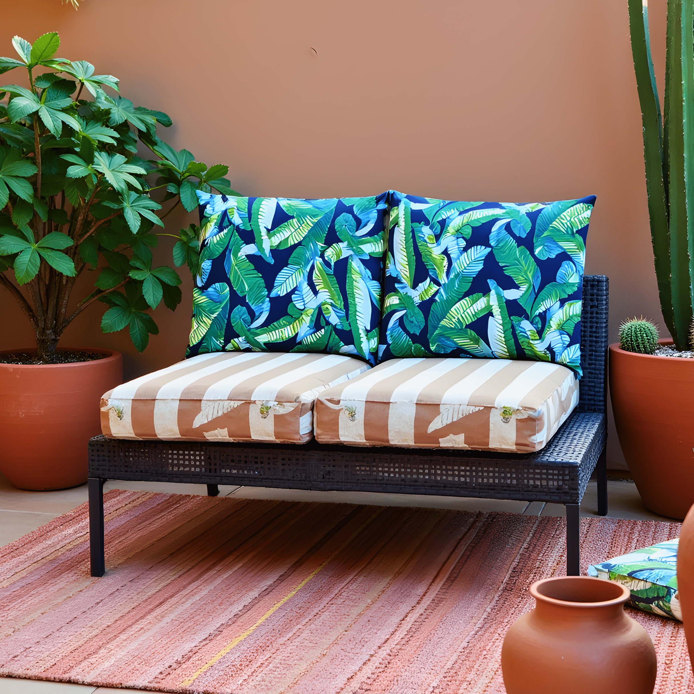 Rockin Cushions IKEA Outdoor Slipcovers 2 Pack Outdoor Pillow Covers | Green Banana Leaf Jungle Print | Compatible with IKEA Duvholmen and Kuddarna Cushions