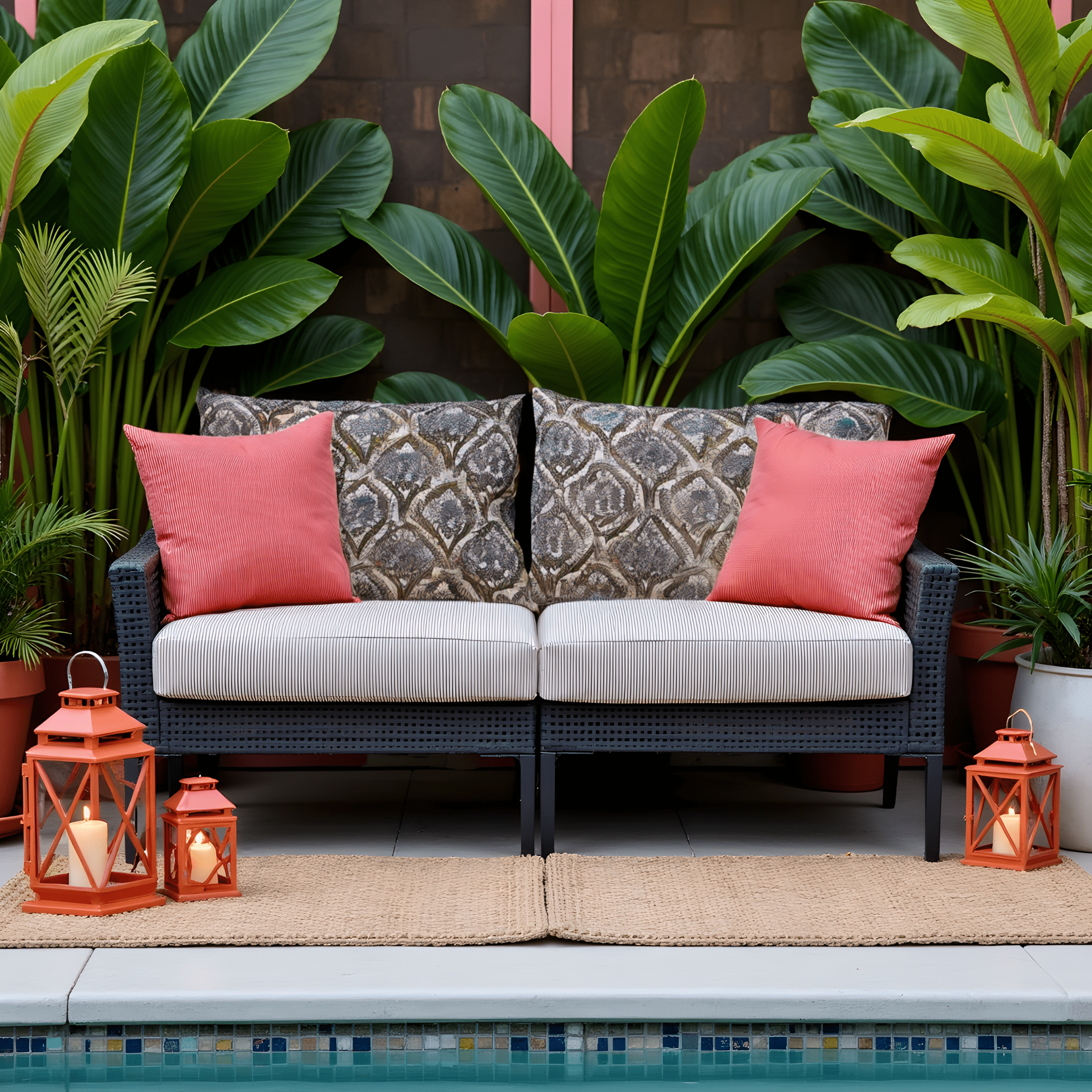 Rockin Cushions IKEA Outdoor Slipcovers 2 Pack Outdoor Seat Covers | Beige Stripe | Compatible with IKEA Duvholmen Inner Cushion (Copy)