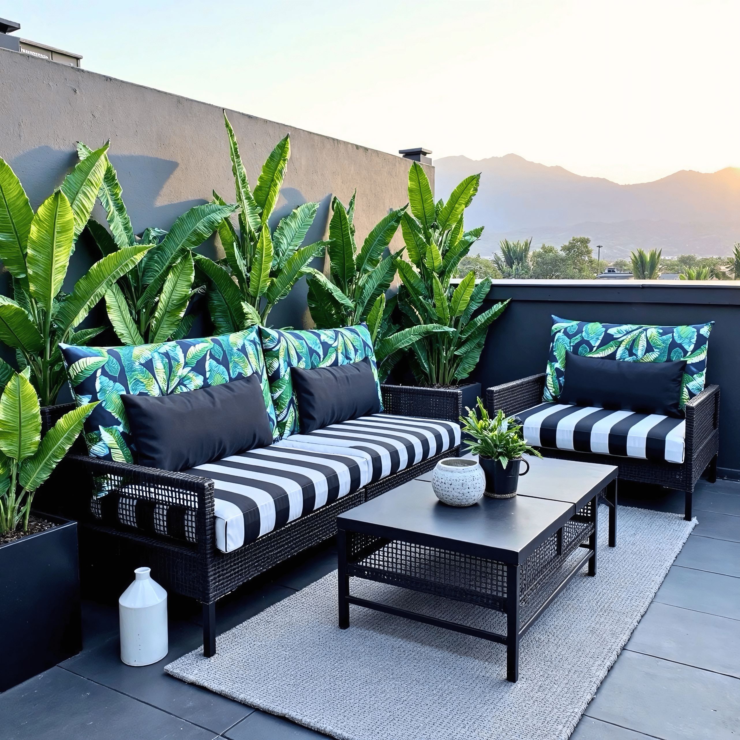 Rockin Cushions IKEA Outdoor Slipcovers 2 Pack Outdoor Seat Covers | Black White Stripe | Compatible with IKEA Duvholmen Inner Cushion