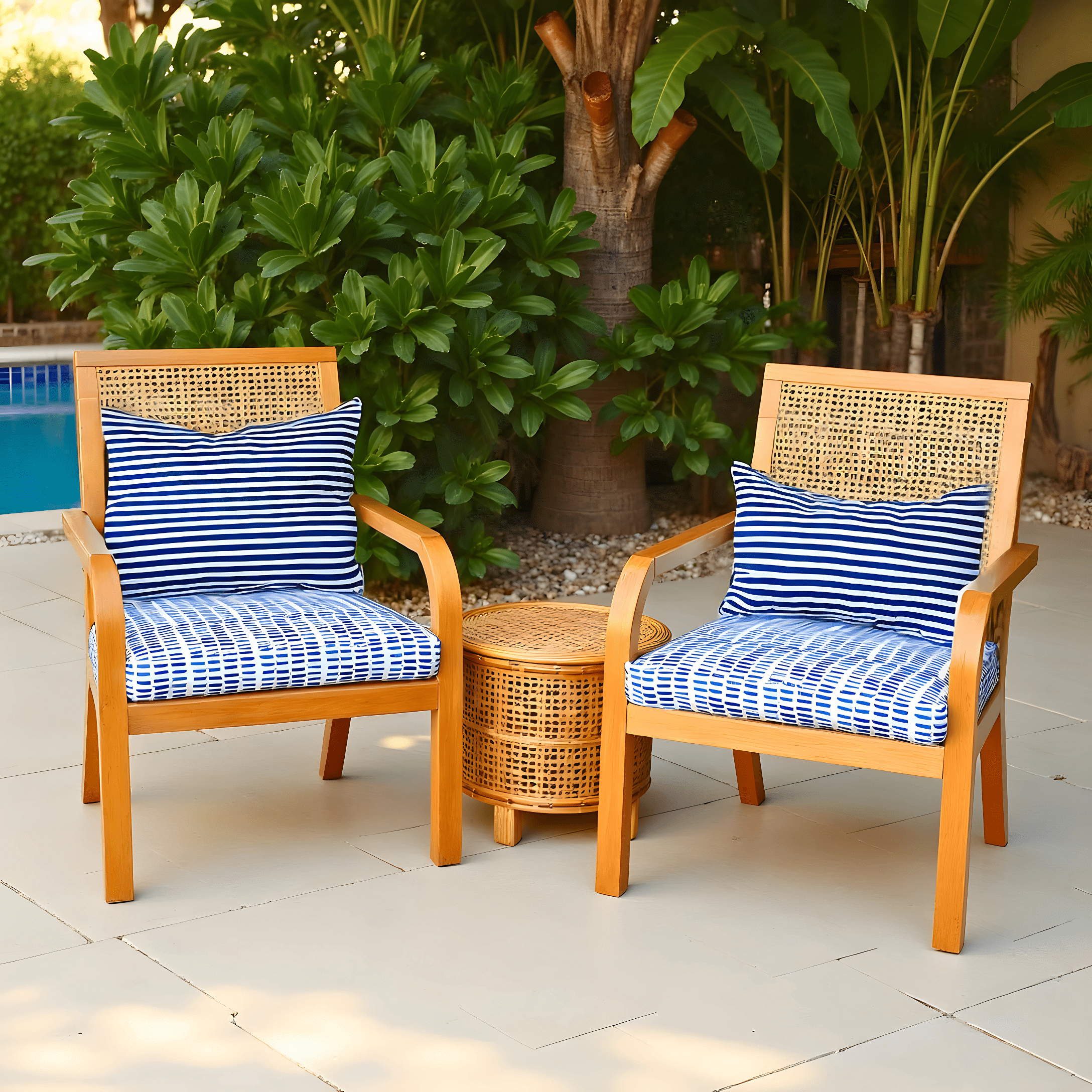 Rockin Cushions IKEA Outdoor Slipcovers 2 Pack Outdoor Seat Covers | Blue Rain | Compatible with IKEA Duvholmen Inner Cushion