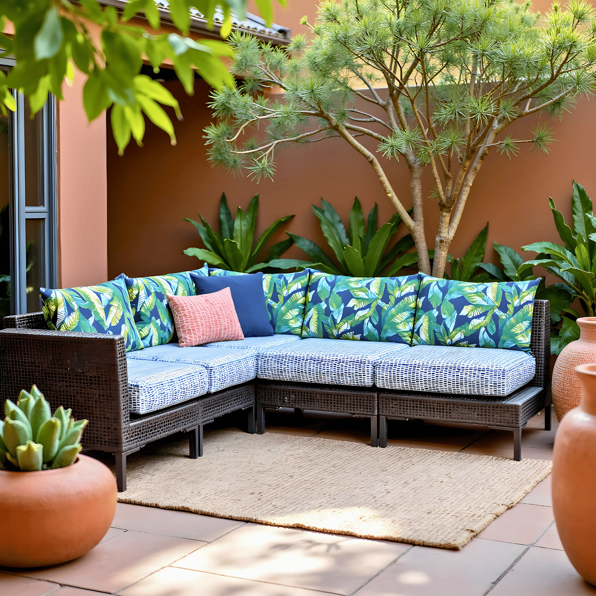 Rockin Cushions IKEA Outdoor Slipcovers 2 Pack Outdoor Seat Covers | Blue Rain | Compatible with IKEA Duvholmen Inner Cushion