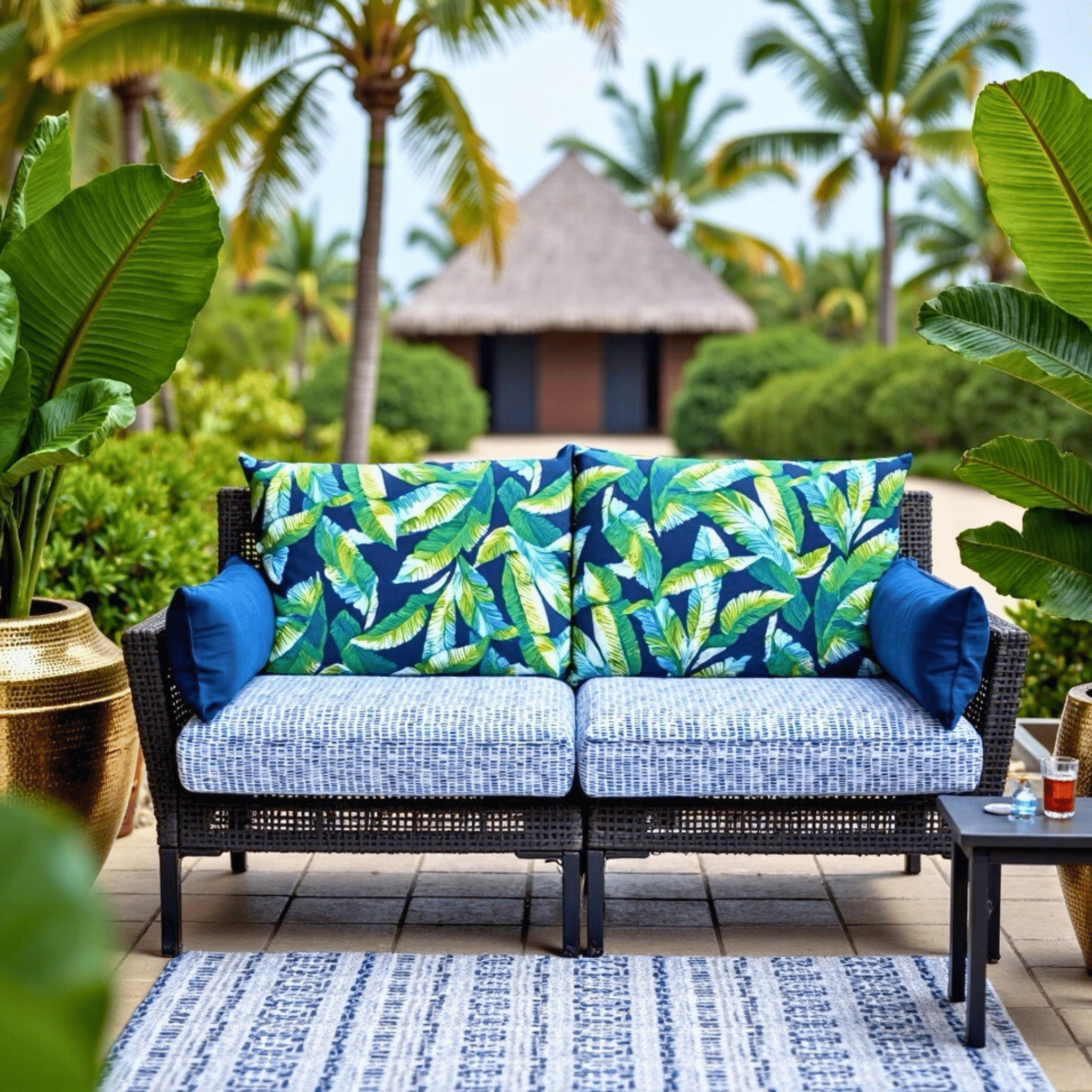 Rockin Cushions IKEA Outdoor Slipcovers 2 Pack Outdoor Seat Covers | Blue Rain | Compatible with IKEA Duvholmen Inner Cushion