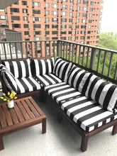 Load image into Gallery viewer, Rockin Cushions IKEA Outdoor Slipcovers 2 x Pillow Covers IKEA Arholma Kuddarna, Black and White Cabana Stripe Outdoor Slip Covers