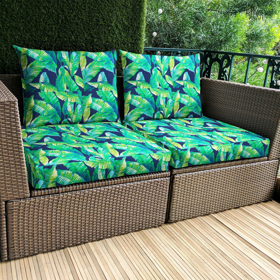 Rockin Cushions IKEA Outdoor Slipcovers 2 x Pillow Covers IKEA Arholma Kuddarna Navy Green Banana Leaf Outdoor Slip Covers