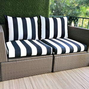 Rockin Cushions IKEA Outdoor Slipcovers 2 x Pillow Covers IKEA Duvholmen Black and White Cabana Stripe Outdoor Slip Covers
